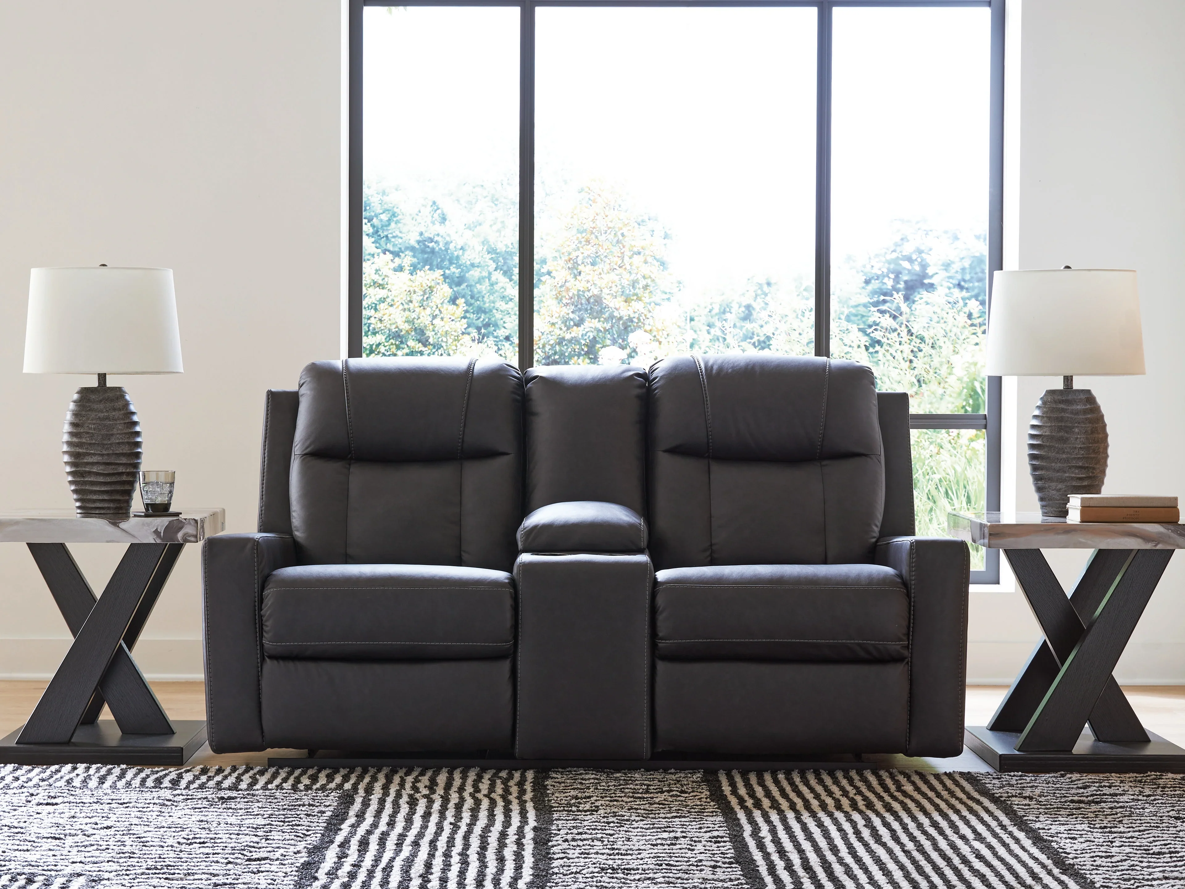 Mackmenville Carbon Reclining Loveseat w/Console