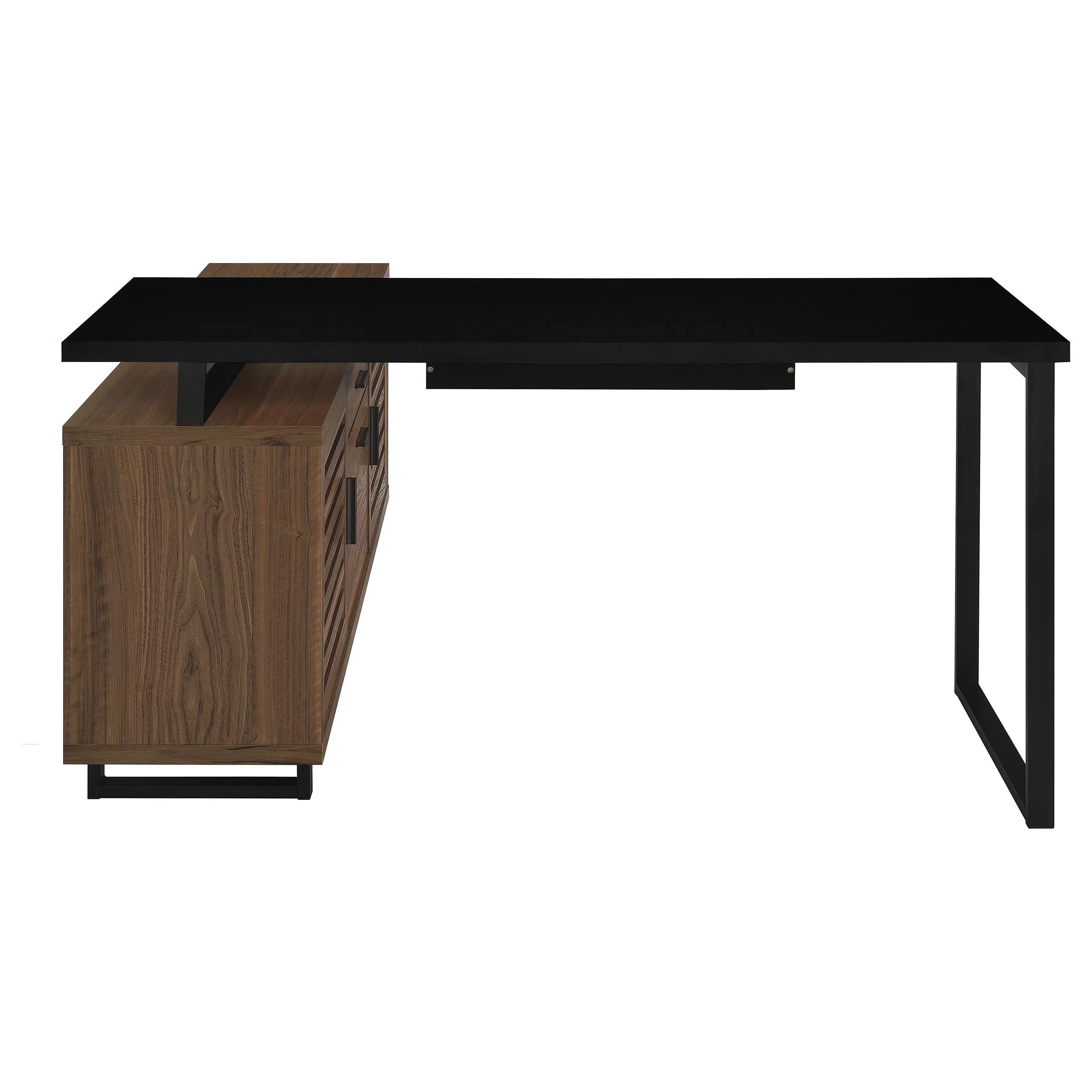 Maddox Black and Walnut L-Shape Office Computer Desk - Image 9