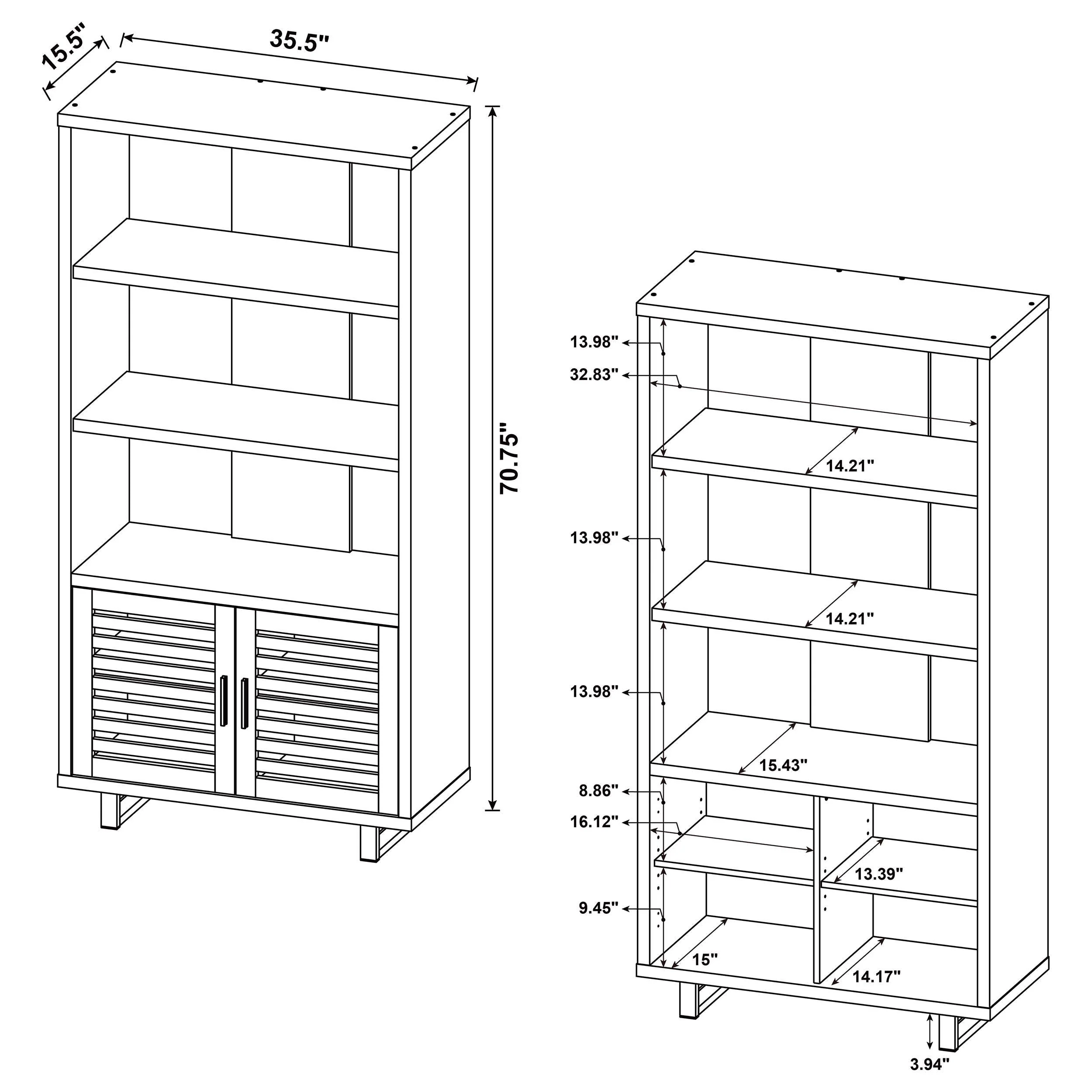 Maddox Walnut 71-inch 3-shelf Cabinet Bookcase - Image 13