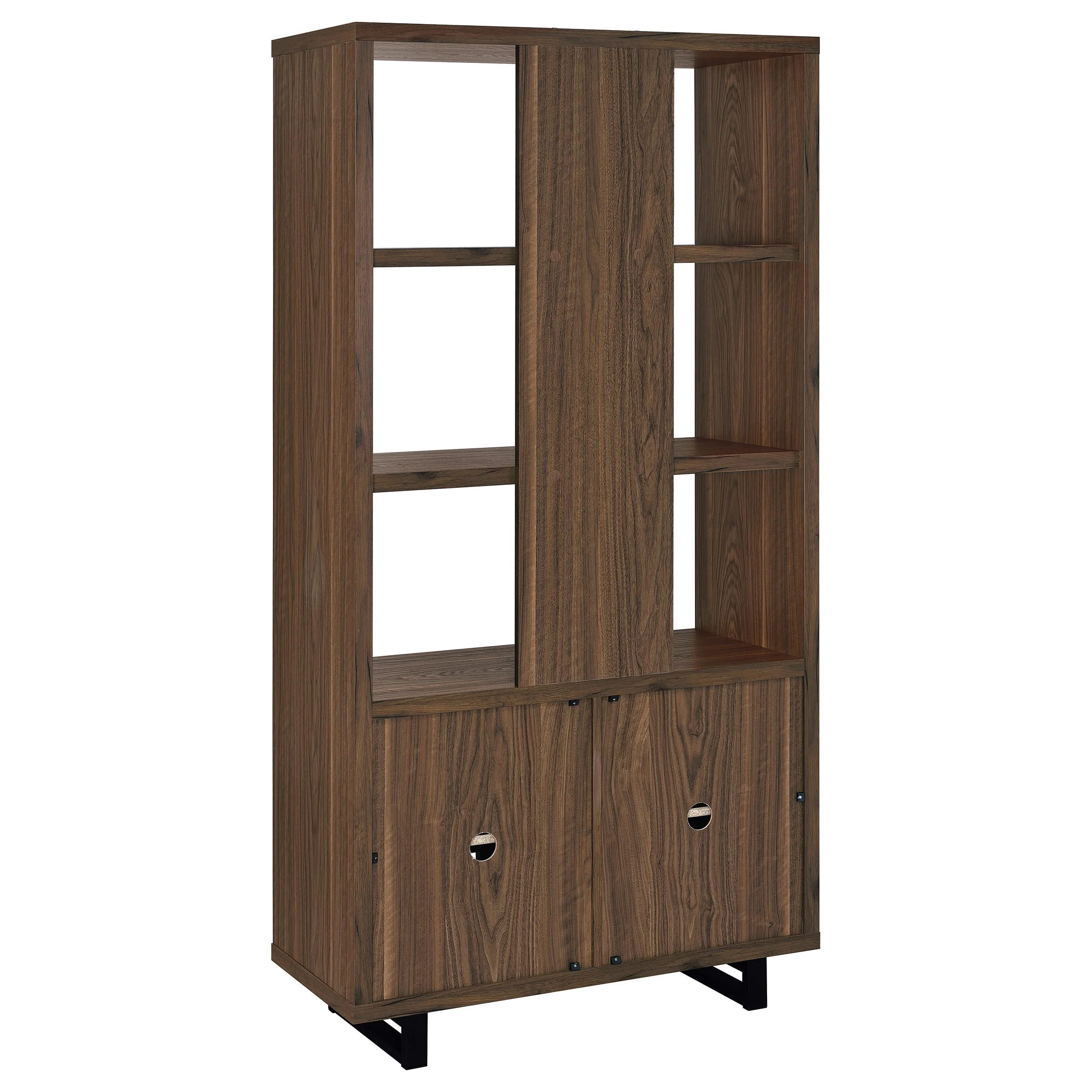 Maddox Walnut 71-inch 3-shelf Cabinet Bookcase - Image 2