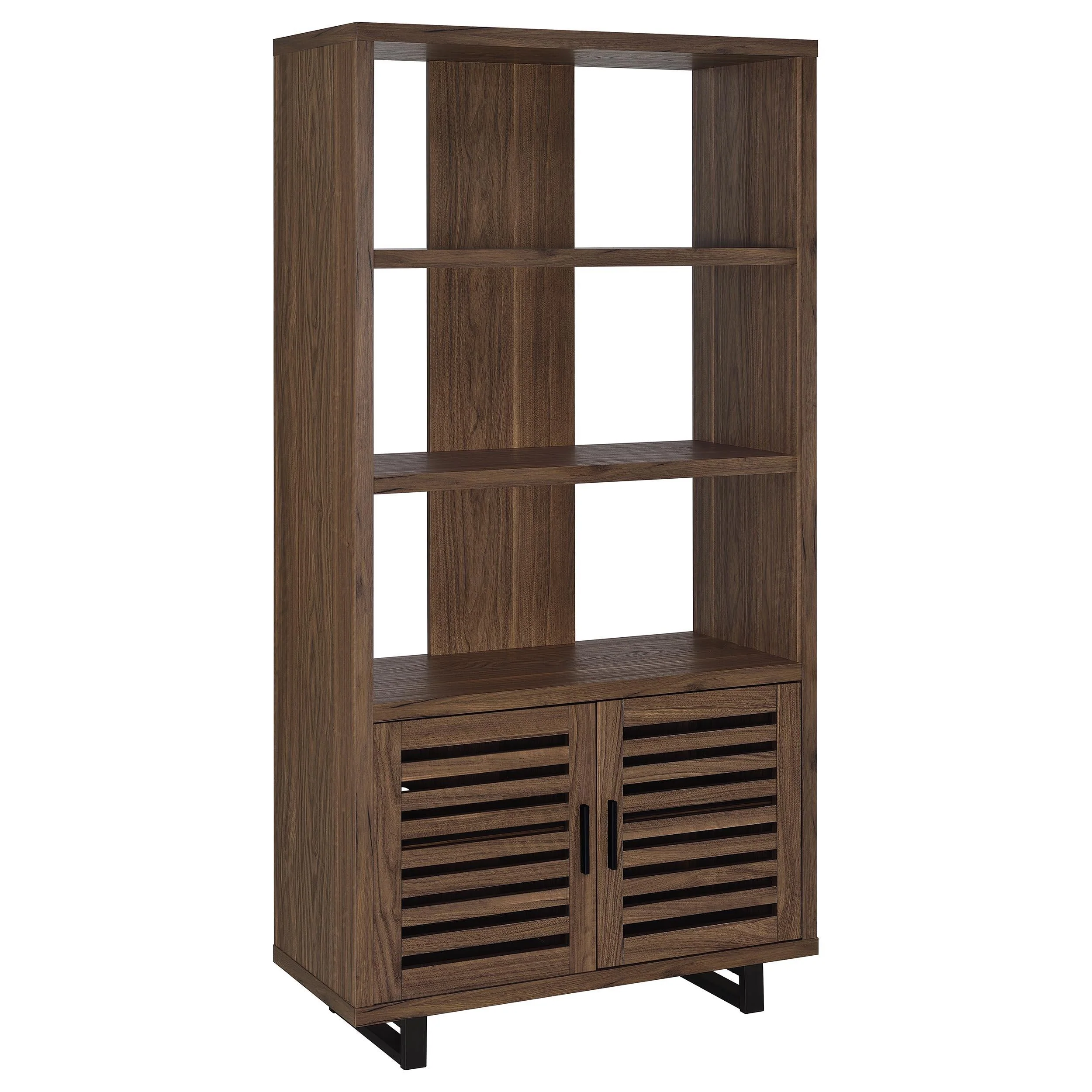 Maddox Walnut 71-inch 3-shelf Cabinet Bookcase - Image 3