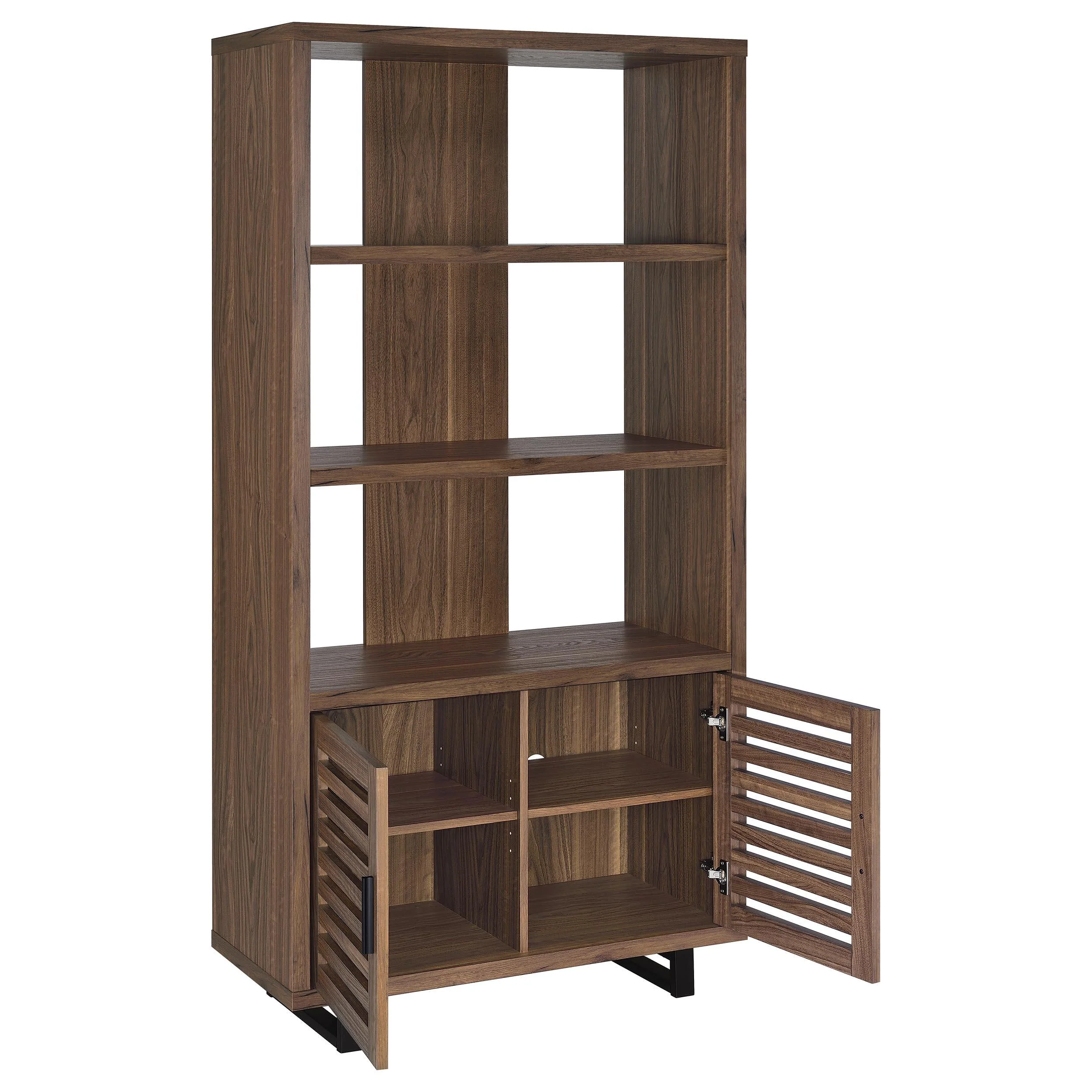 Maddox Walnut 71-inch 3-shelf Cabinet Bookcase - Image 4