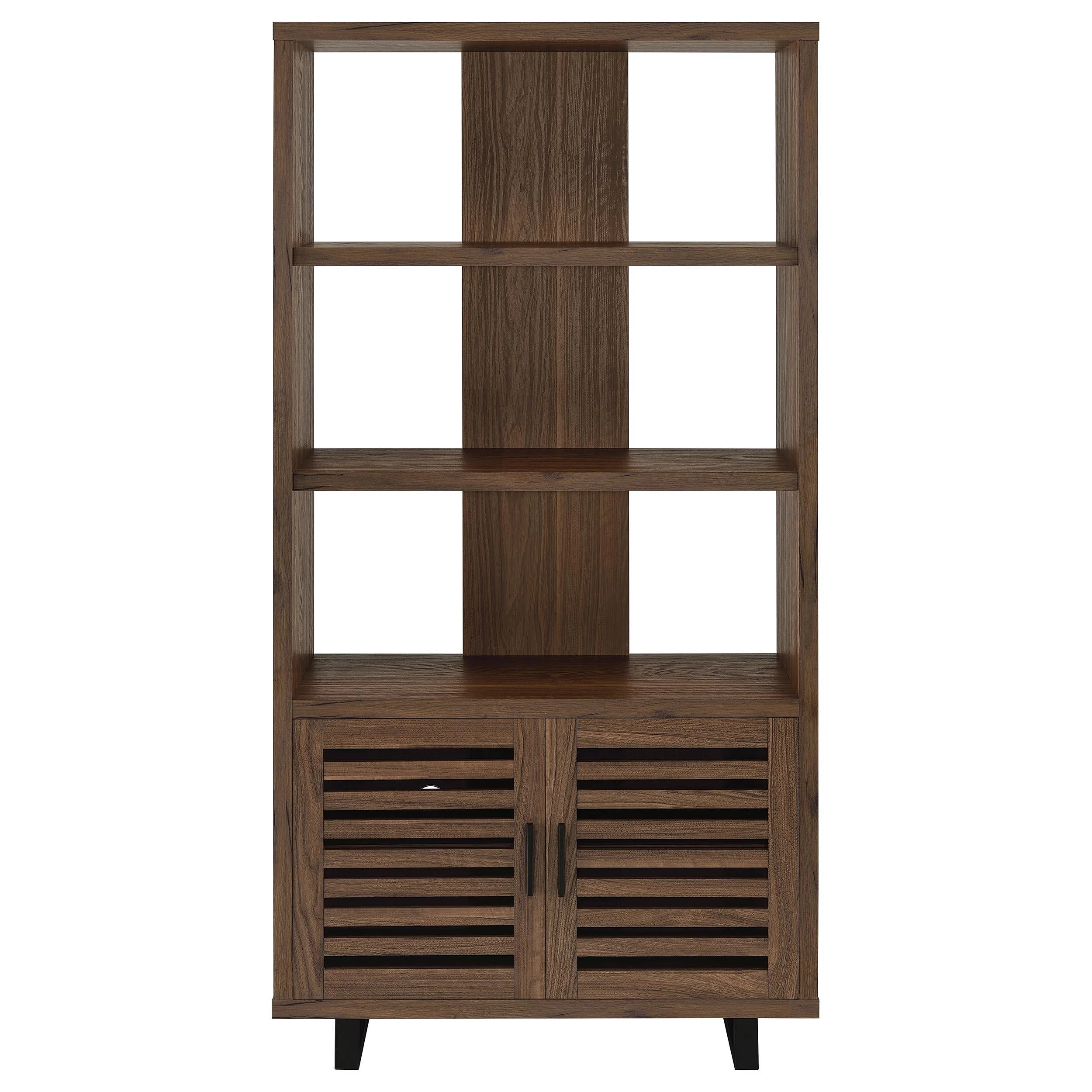 Maddox Walnut 71-inch 3-shelf Cabinet Bookcase - Image 5
