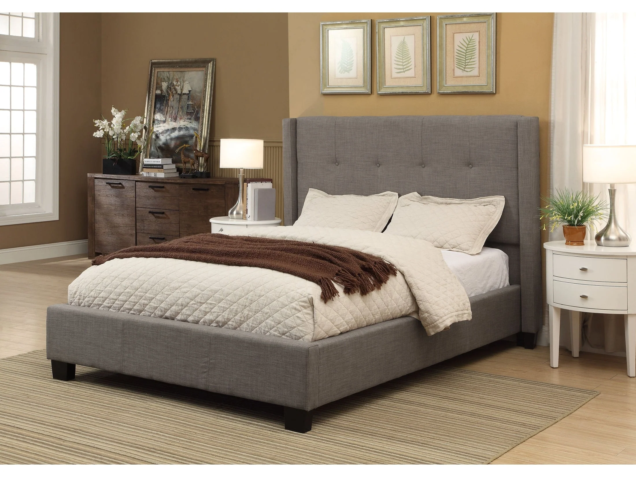 Madeleine Wingback Upholstered Eastern King Platform Bed