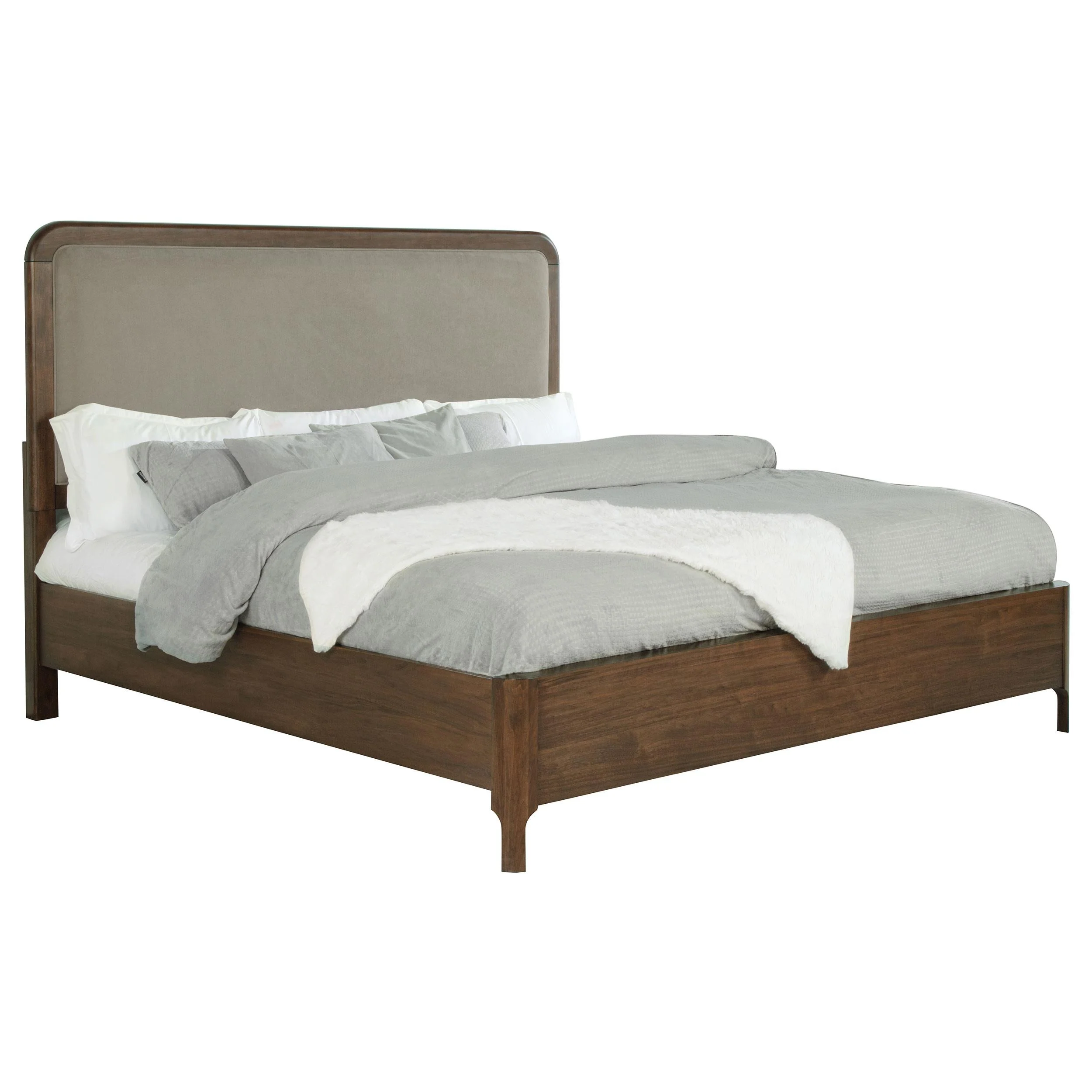 Maderia 57-inch Upholstered California King Panel Bed Walnut - Image 2