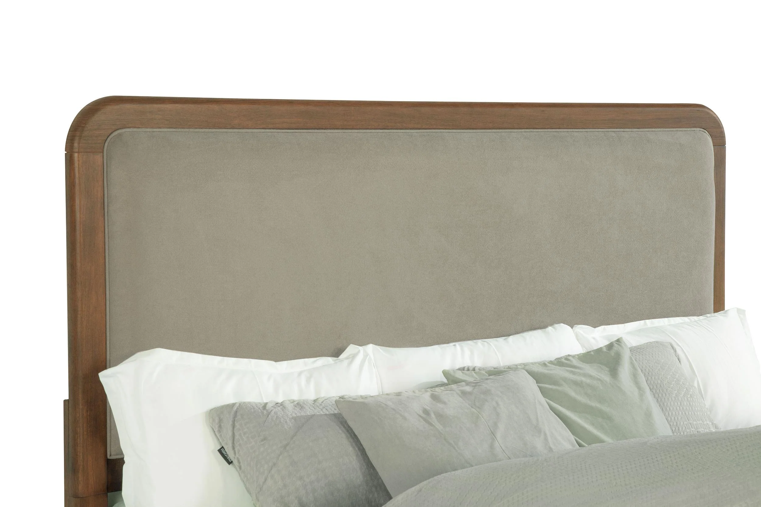 Maderia Walnut 57-inch Upholstered Queen Panel Bed - Image 3
