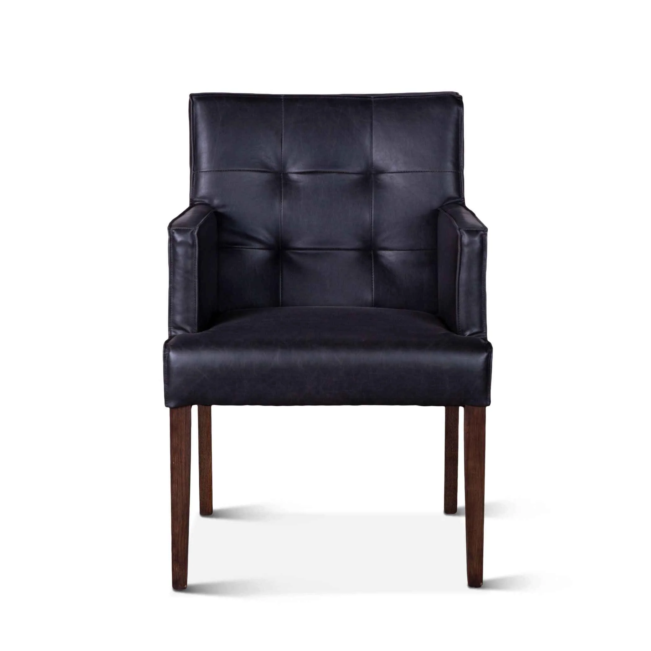 Madison 24" Dining Armchair in Black Eco Leather with Dark Legs - Image 2