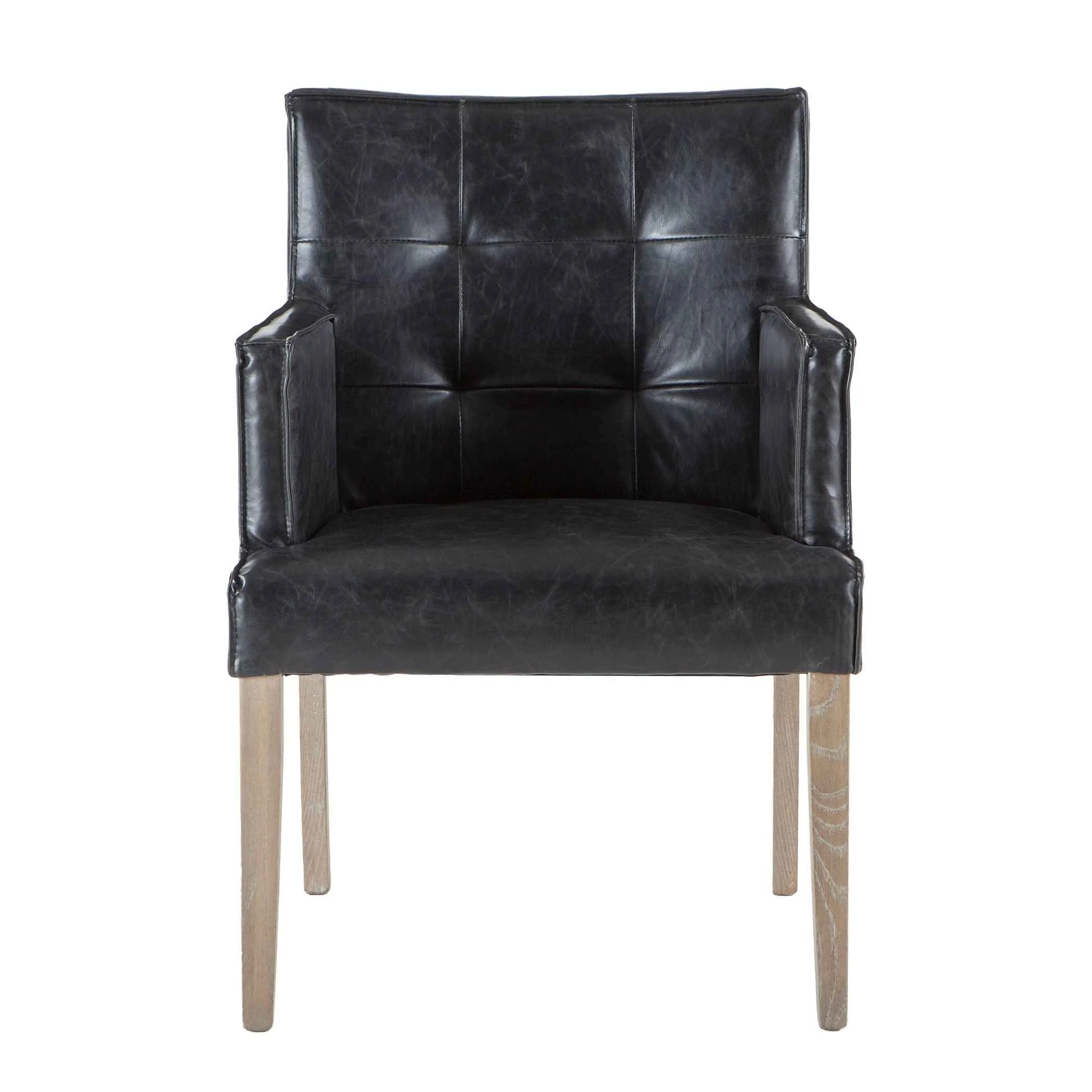 Madison 24" Dining Armchair in Black Eco Leather with Light Legs - Image 2