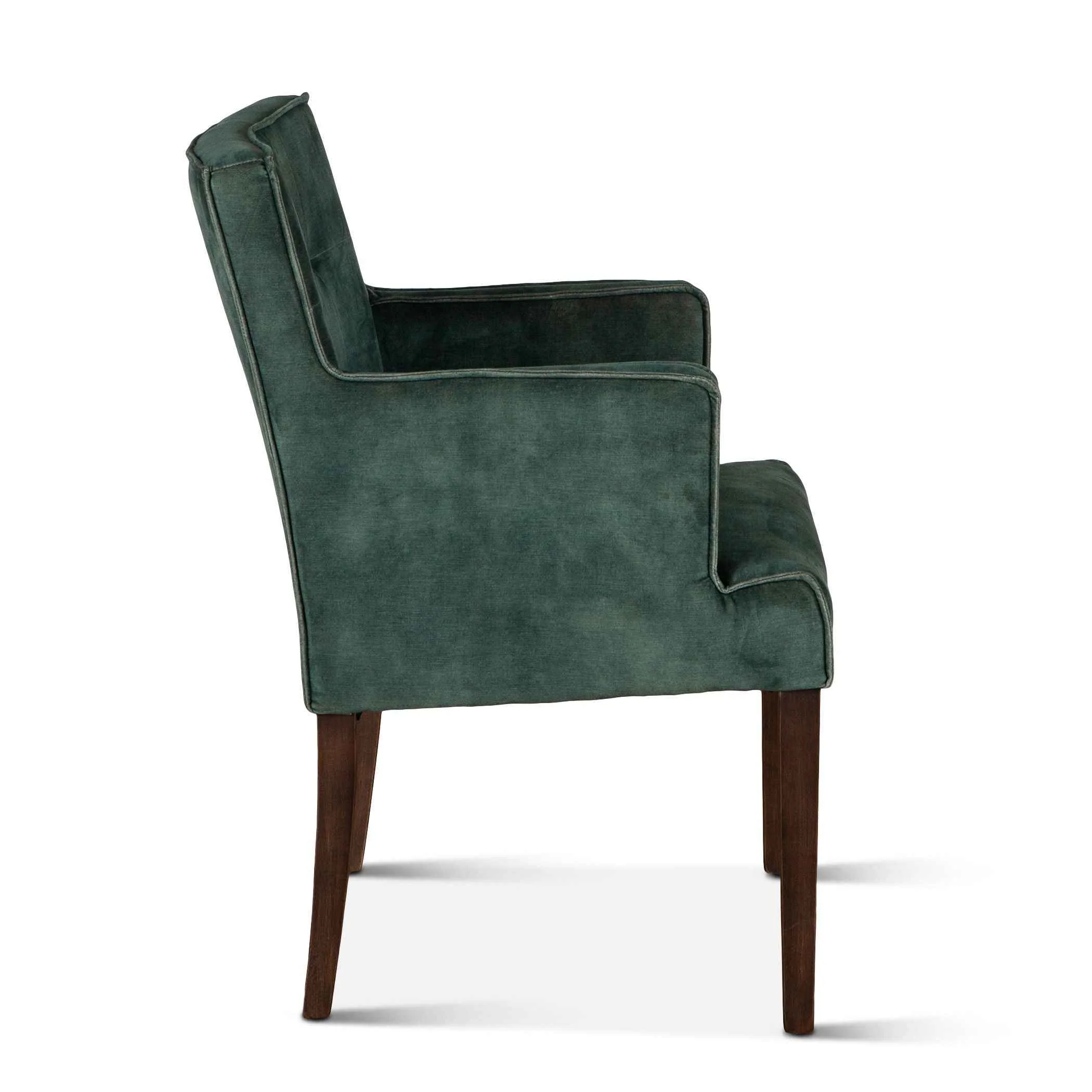 Madison 24" Dining Armchair in Green Velvet with Dark Legs - Image 3