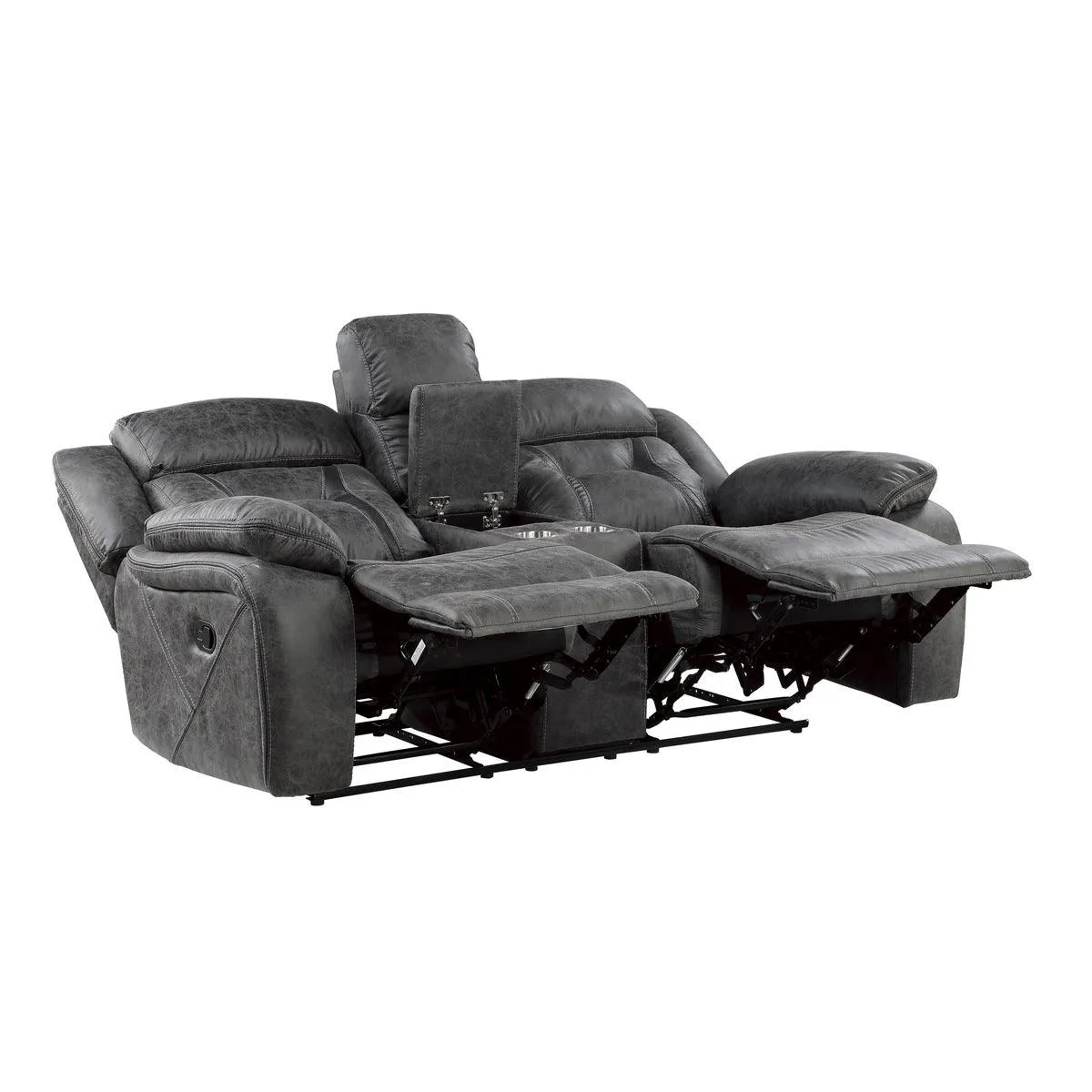 Madrona Hill Gray Double Reclining Loveseat with Center Console - Image 2