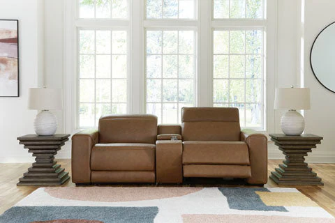Magic Man Caramel 2-Piece Power Reclining Loveseat with Console