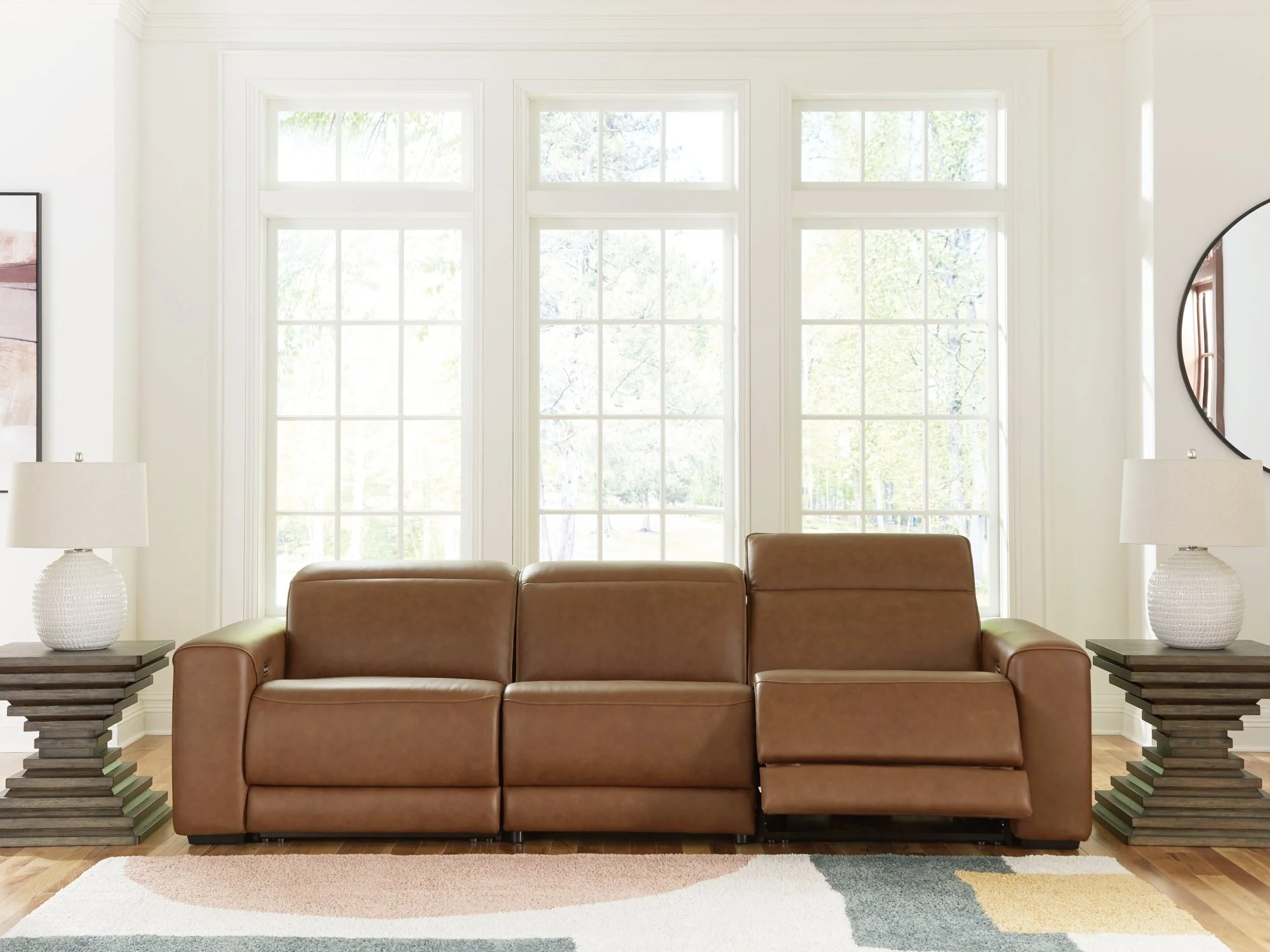 Magic Man Caramel 3-Piece Power Reclining Sectional Sofa - Image 3