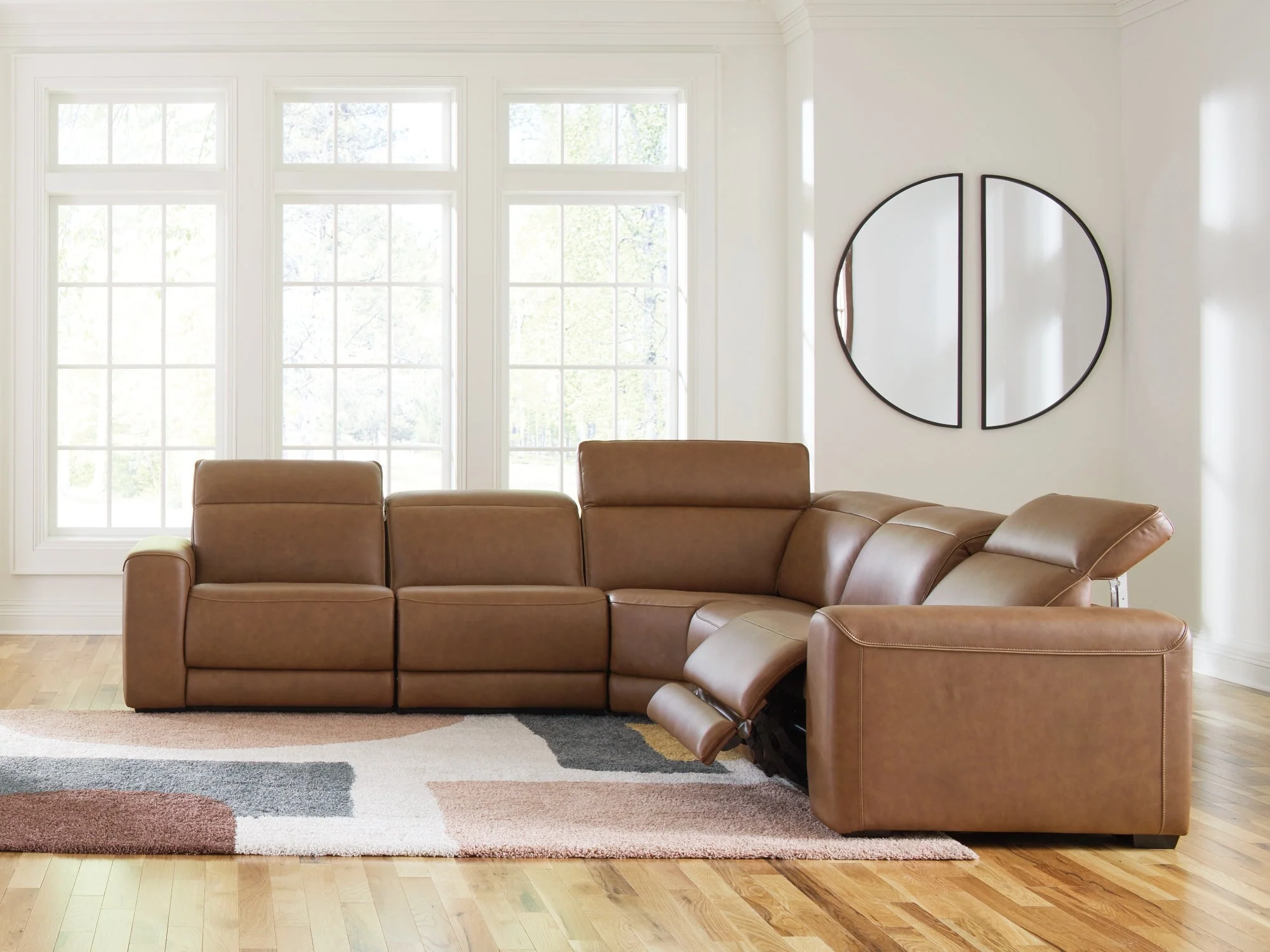 Magic Man Caramel 5-Piece Power Reclining Sectional - Image 4