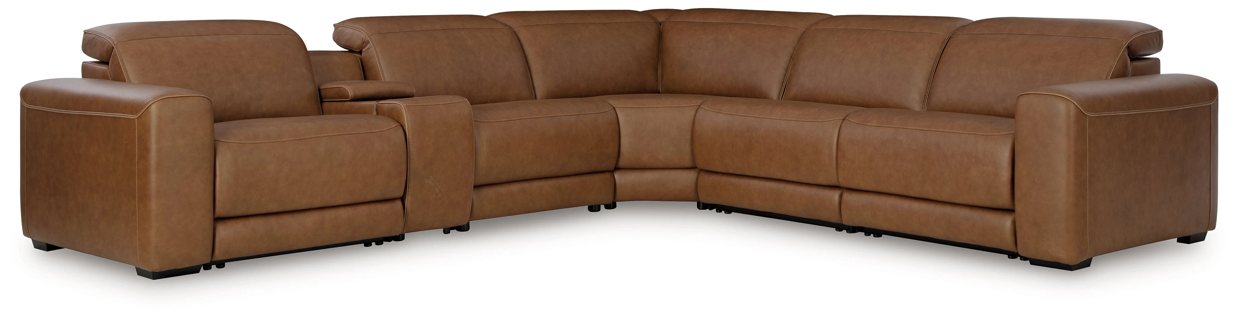 Magic Man Caramel 6-Piece Power Reclining Sectional with Console - Image 2