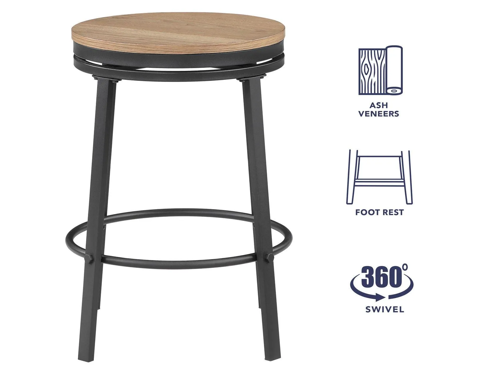Magnolia 24″ Backless Counter Stool, Swivel, Set of 2 - Image 11