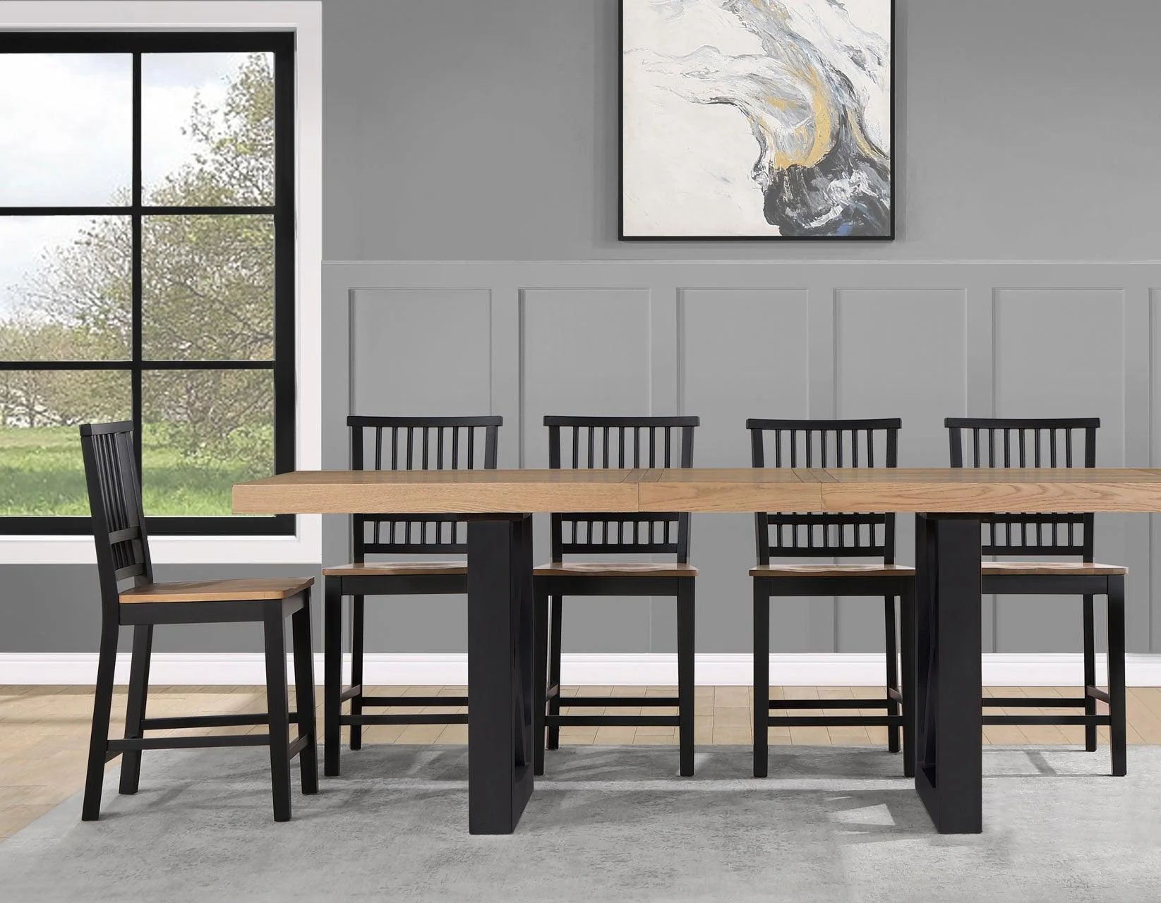 Magnolia 80-96-inch Counter Table w/18-inch Leaf, Black Base - Image 9