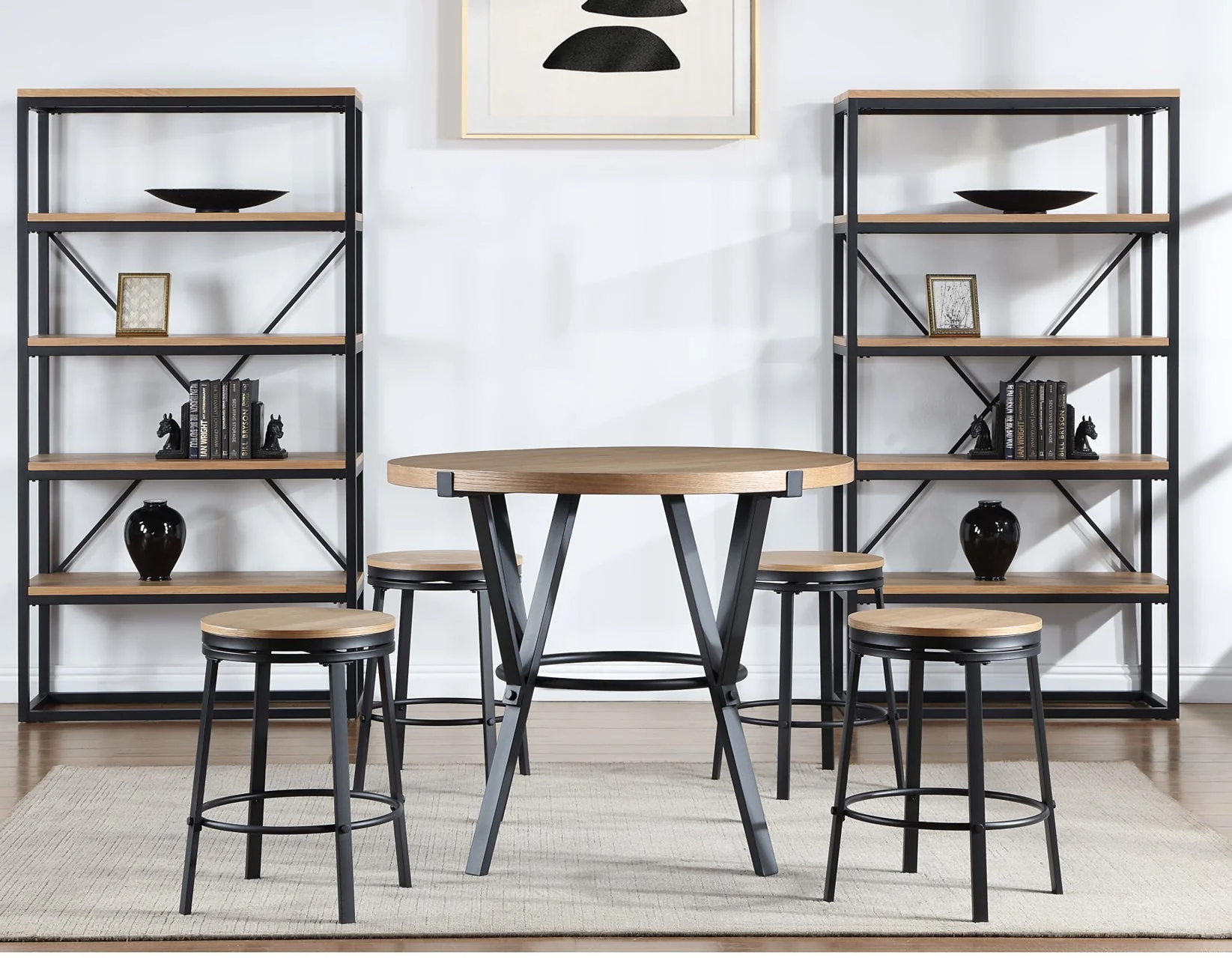 Magnolia Black/Light Sand Round Counter Height Dining Set - Image 2
