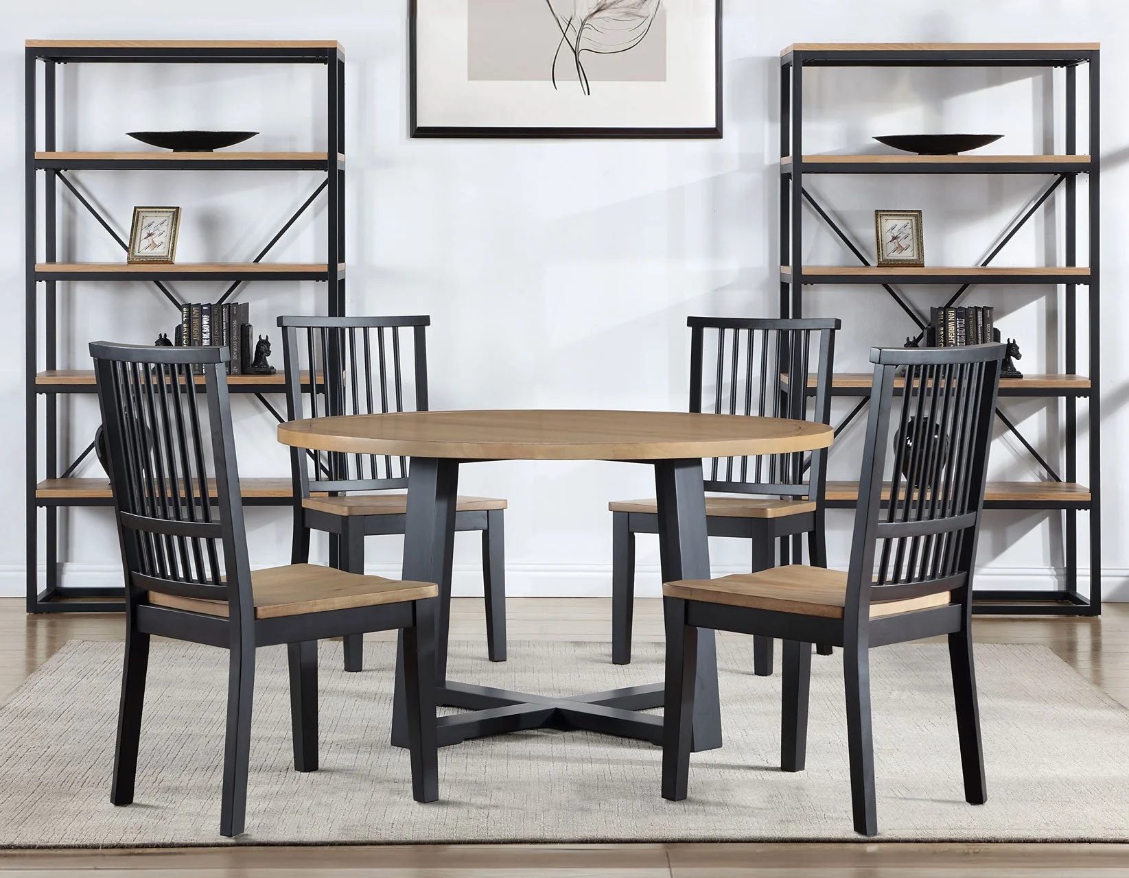 Magnolia Black/Sand Round Dining Room Set