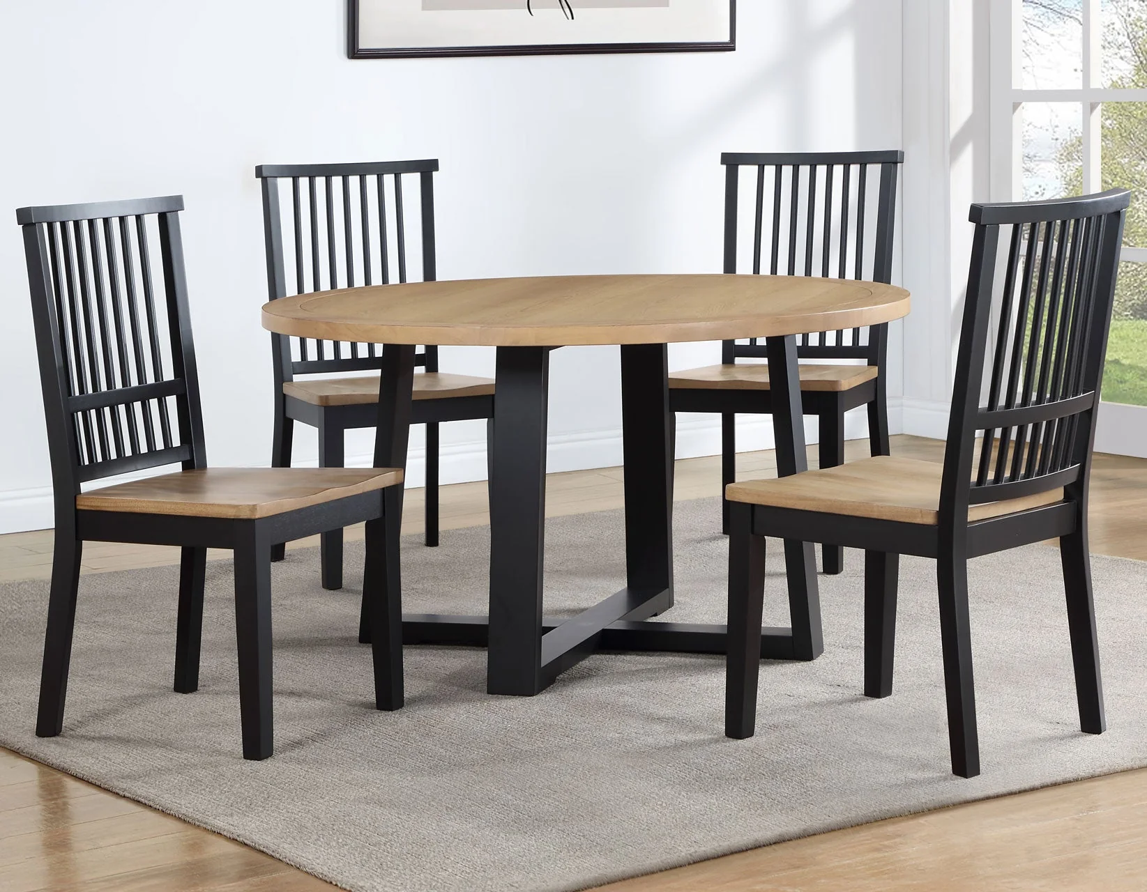 Magnolia Black/Sand Round Dining Room Set - Image 2