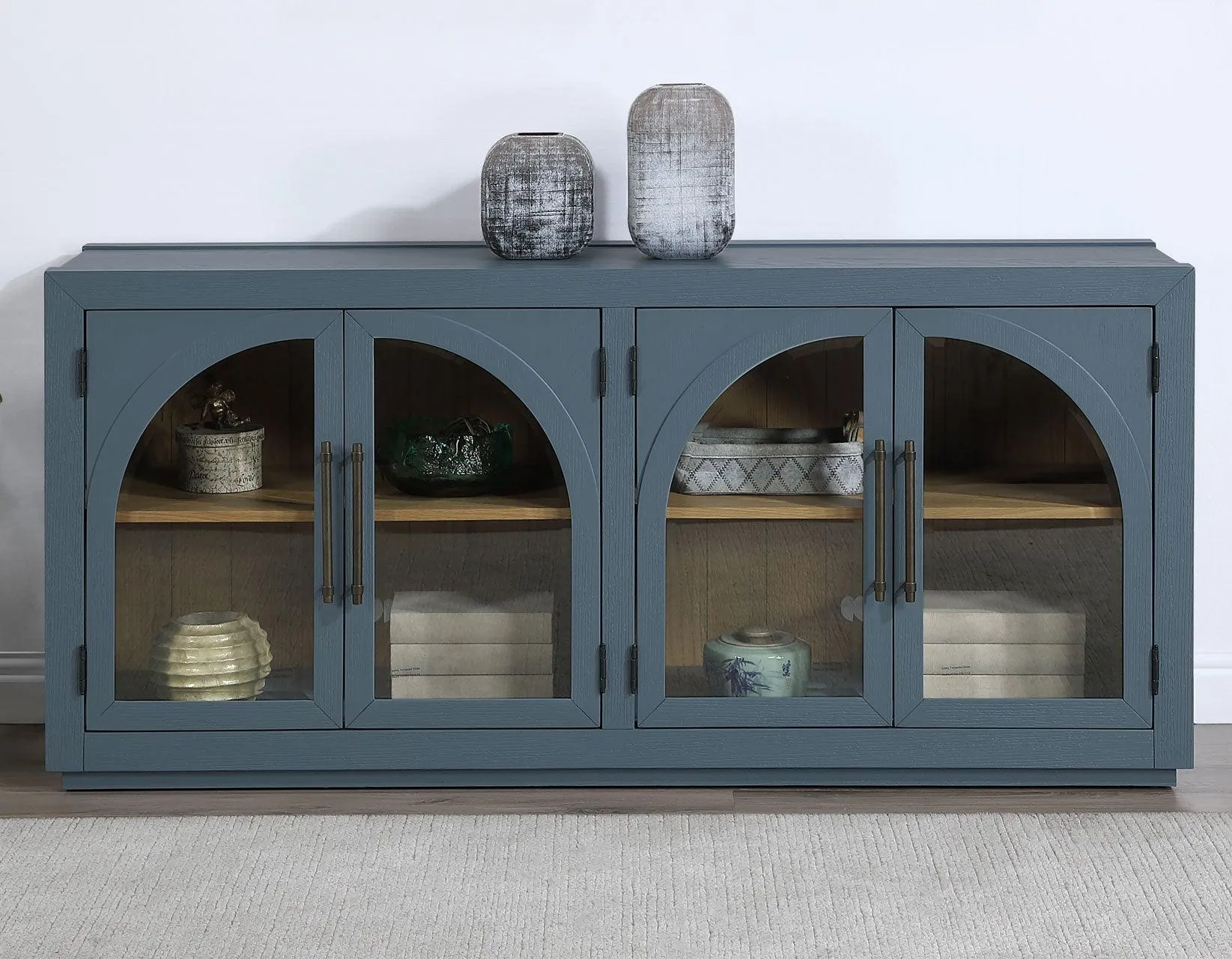 Magnolia Cathedral Doored Server, Dusty Blue Finish - Image 2