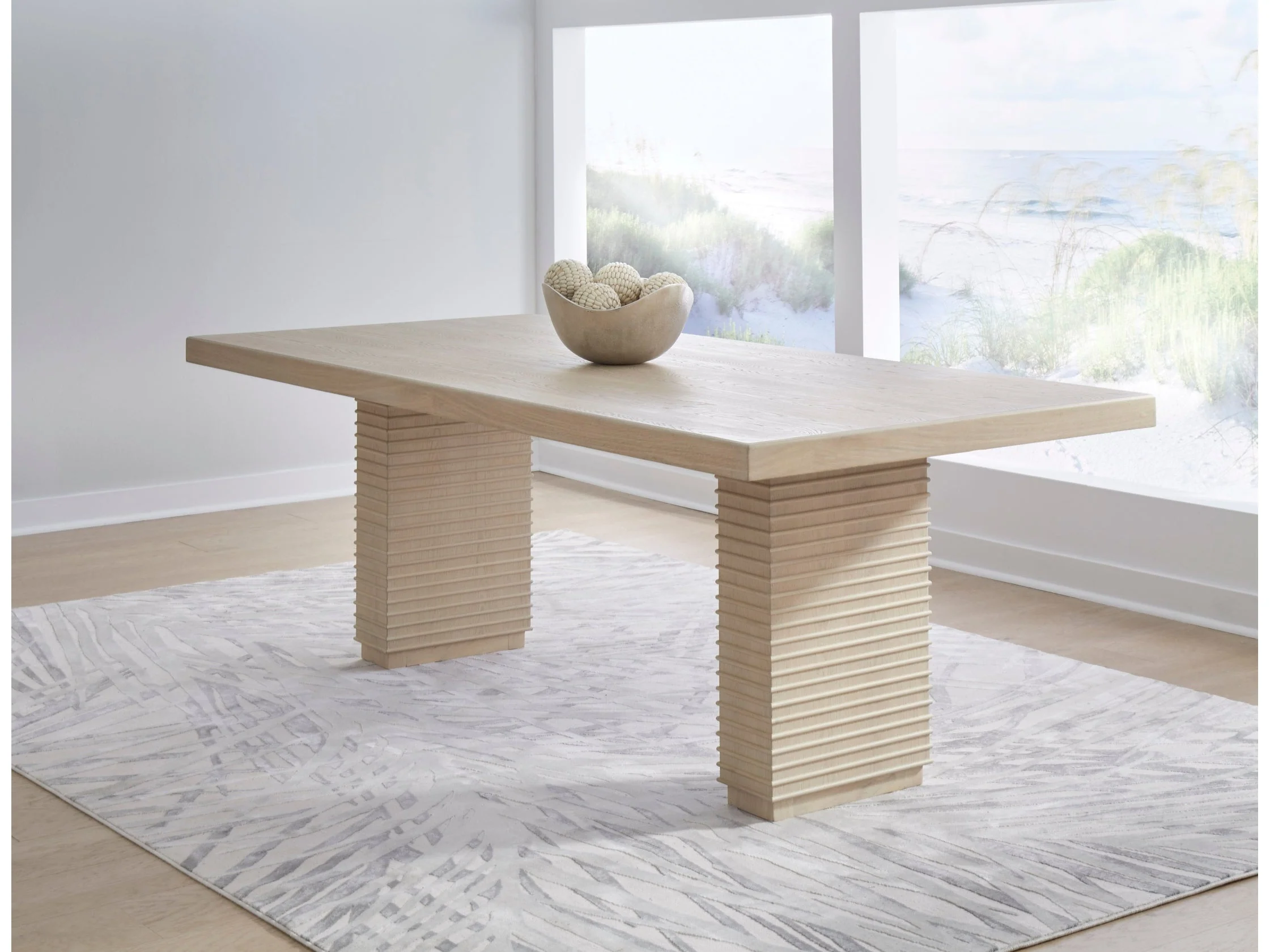 Magnolia Daffodil Double Pedestal Wooden Dining Table