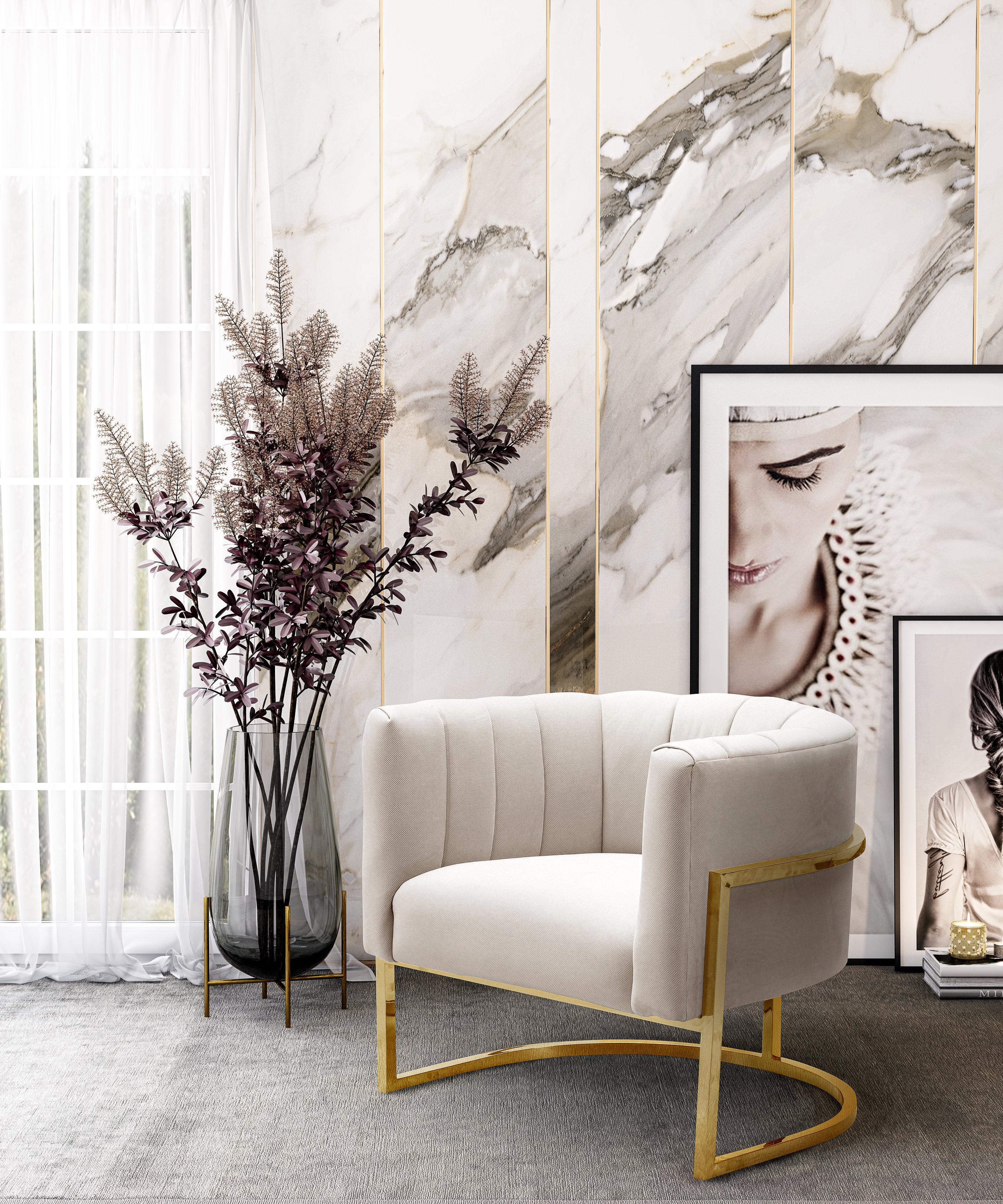 Magnolia Spotted Cream Chair with Gold Base - Image 8