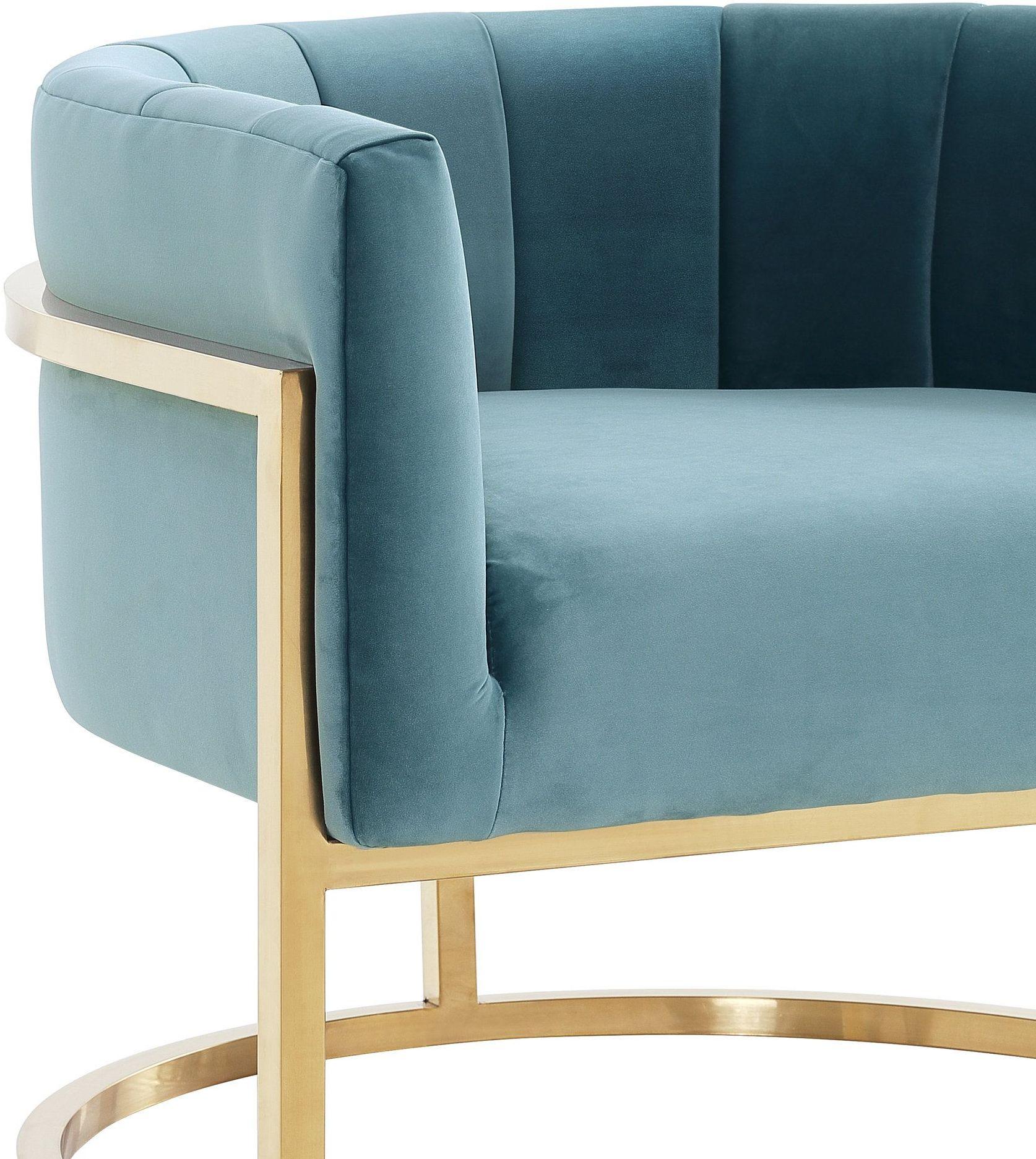 Magnolia Velvet Accent Chair with Gold Base - Image 12
