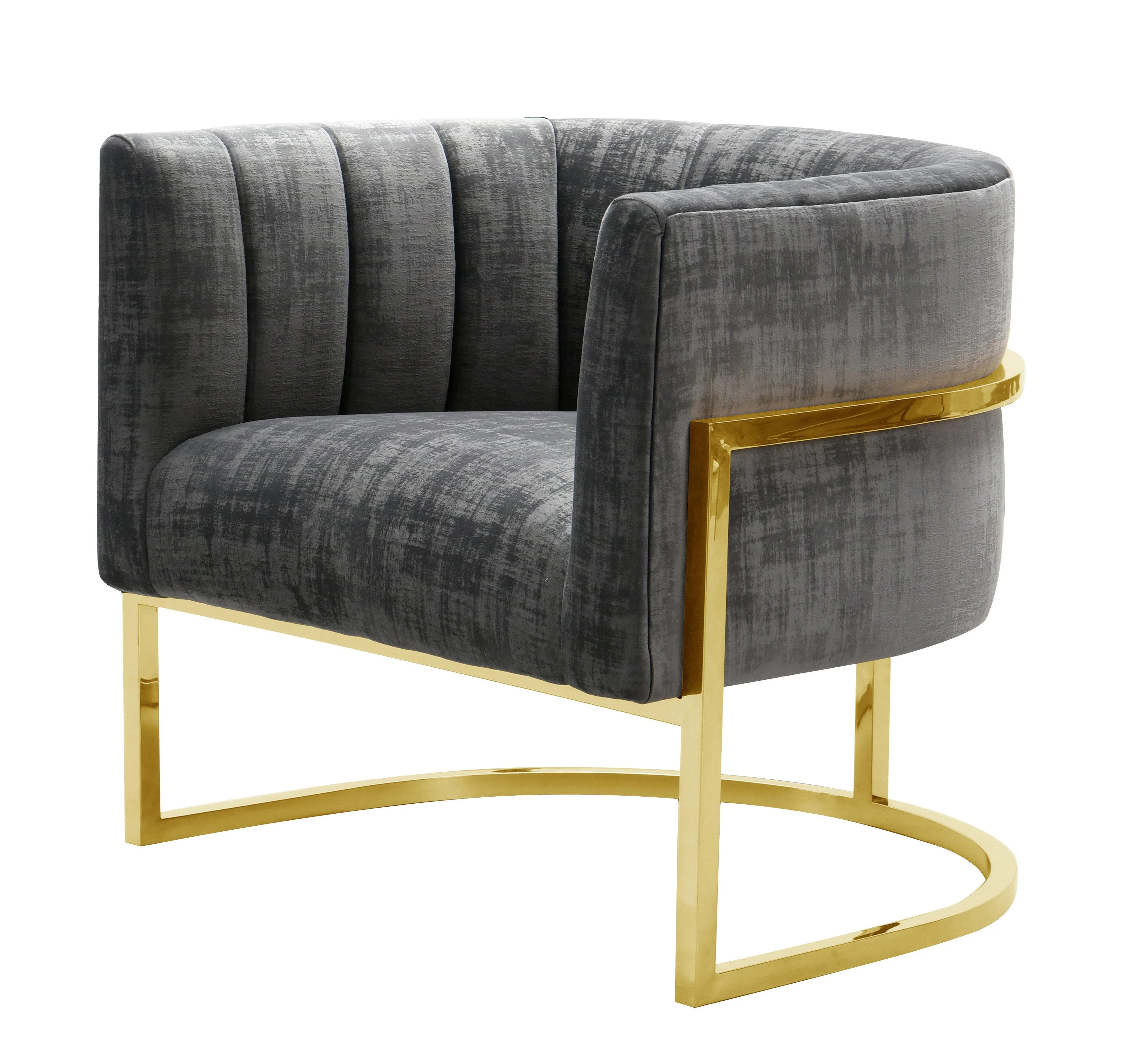 Magnolia Velvet Accent Chair with Gold Base - Image 16