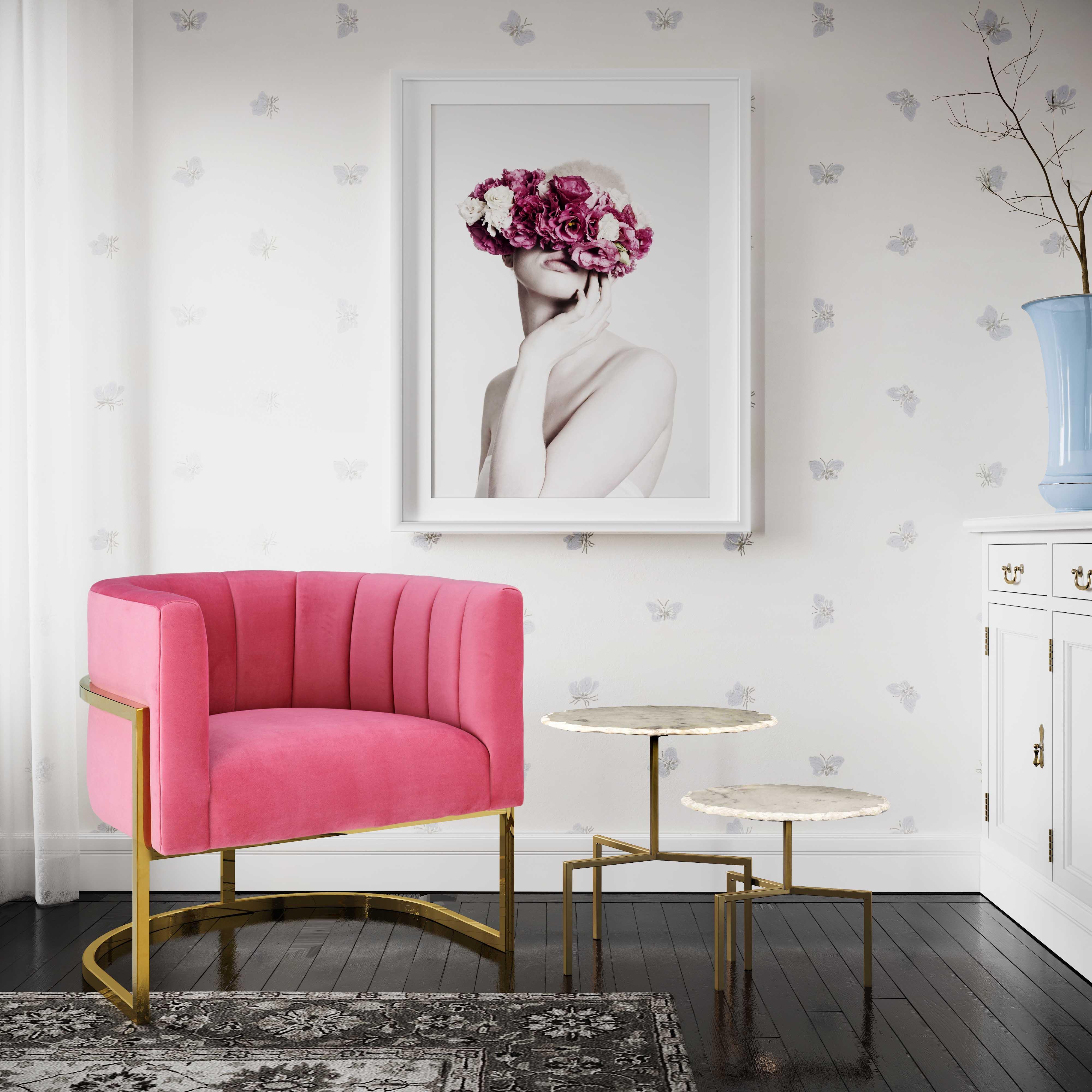 Magnolia Velvet Accent Chair with Gold Base - Image 28
