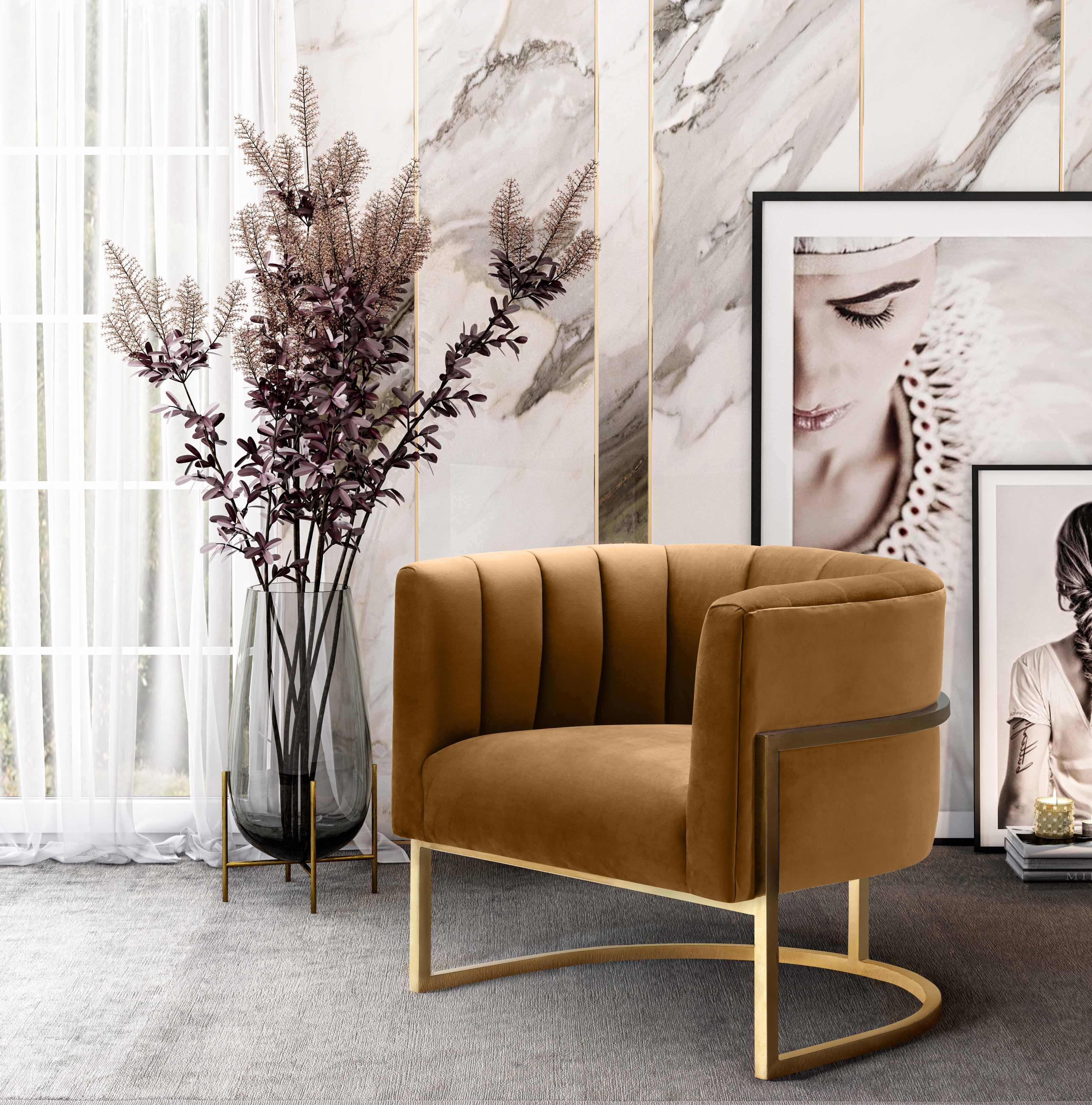 Magnolia Velvet Accent Chair with Gold Base - Image 34