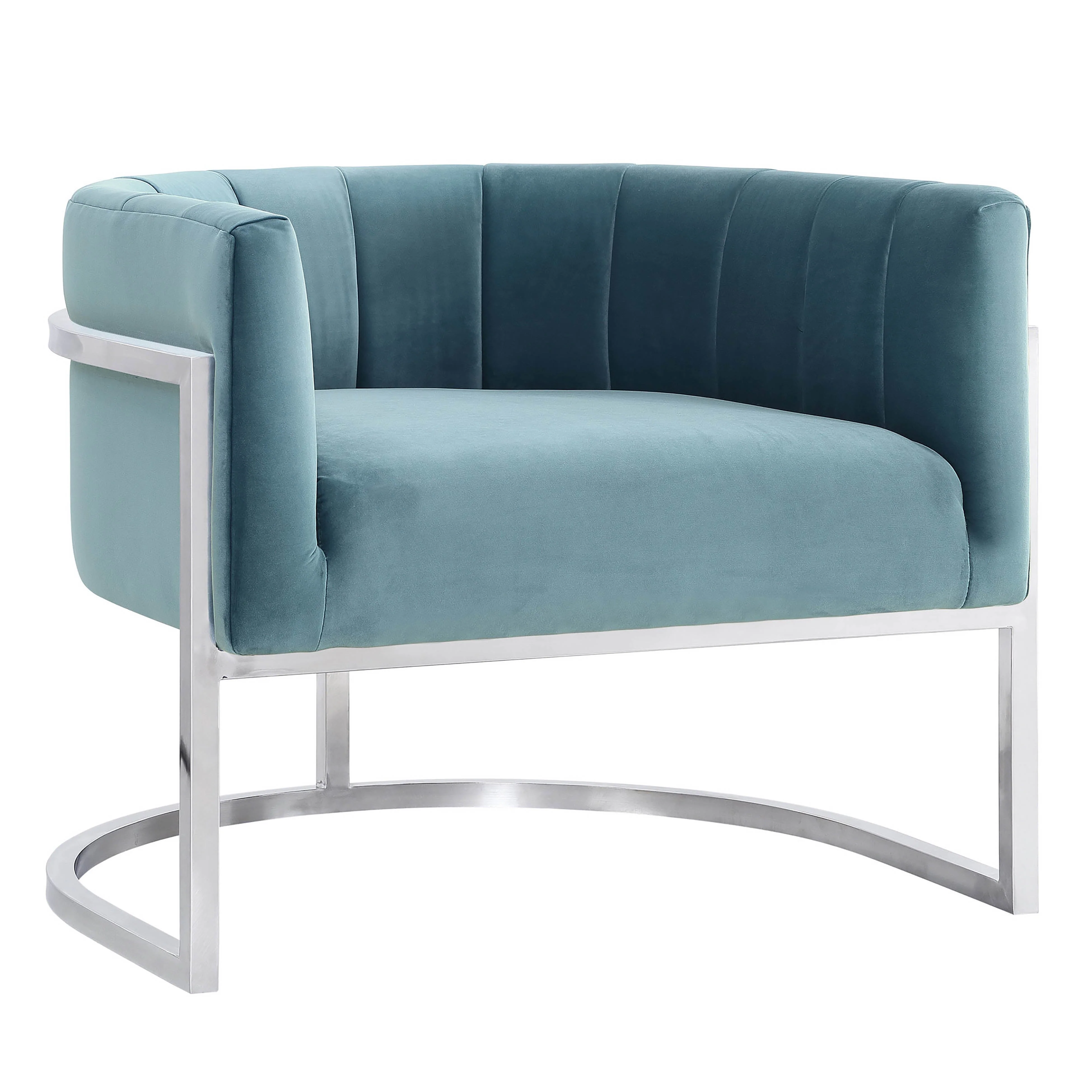 Magnolia Velvet Accent Chair with Silver Base