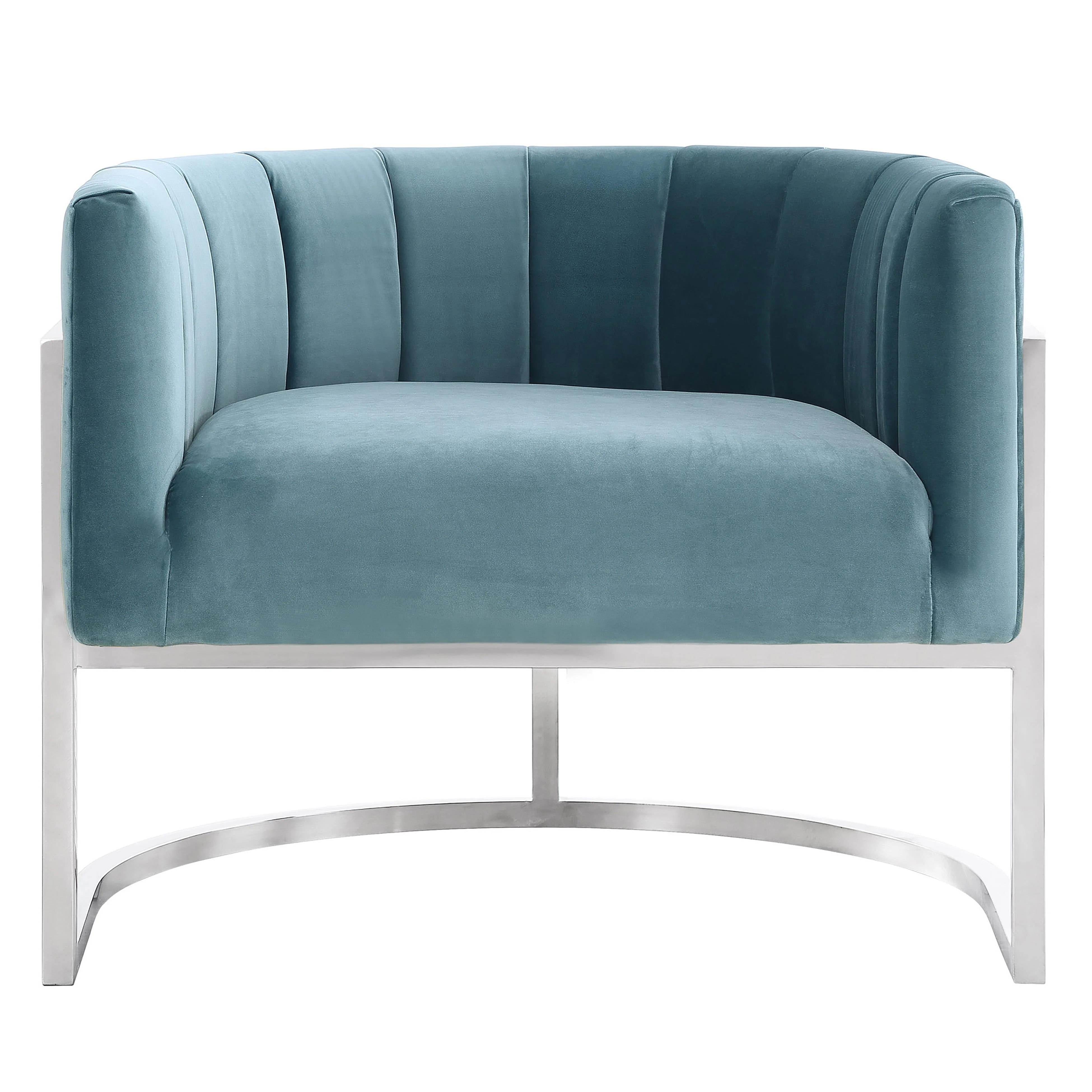 Magnolia Velvet Accent Chair with Silver Base - Image 3