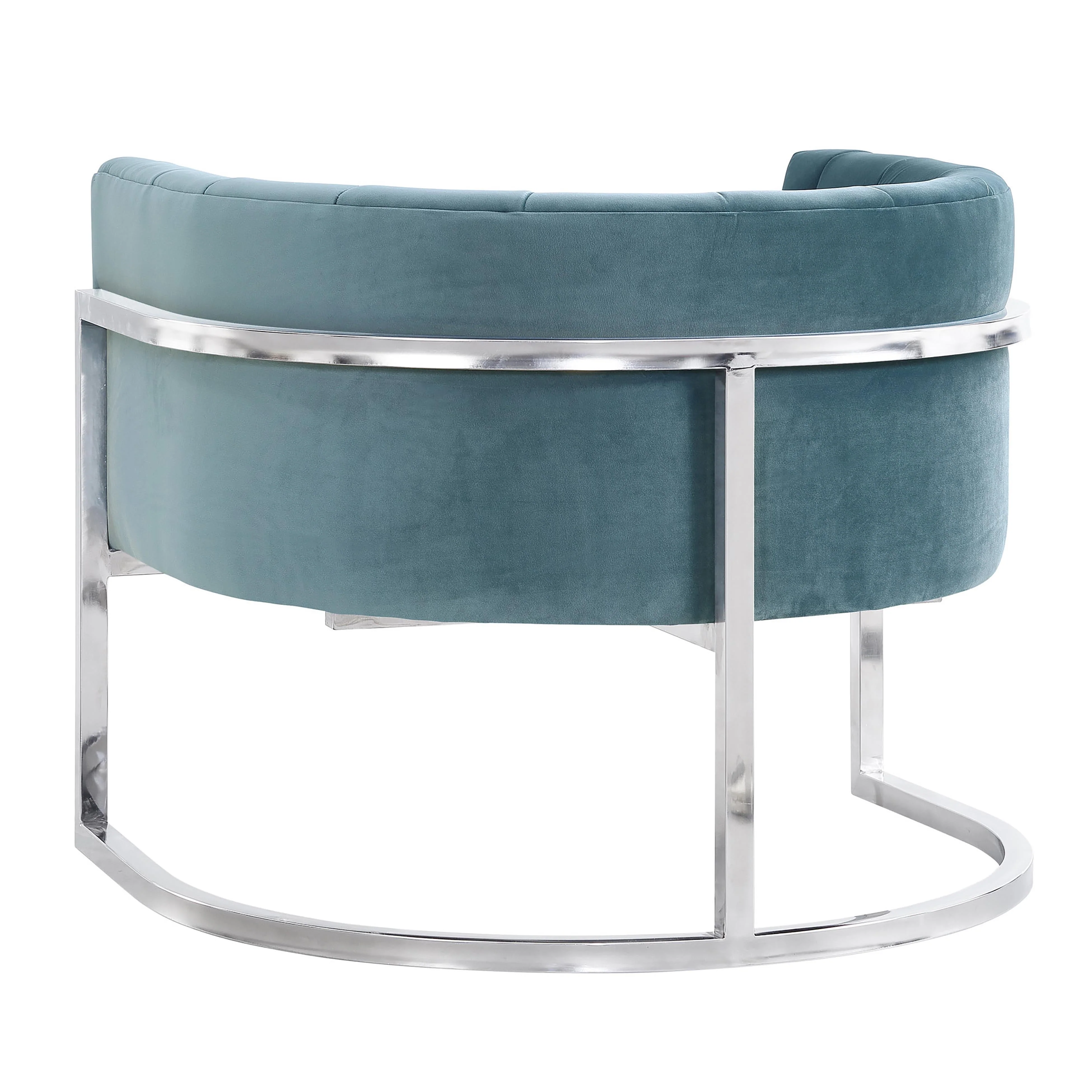Magnolia Velvet Accent Chair with Silver Base - Image 4