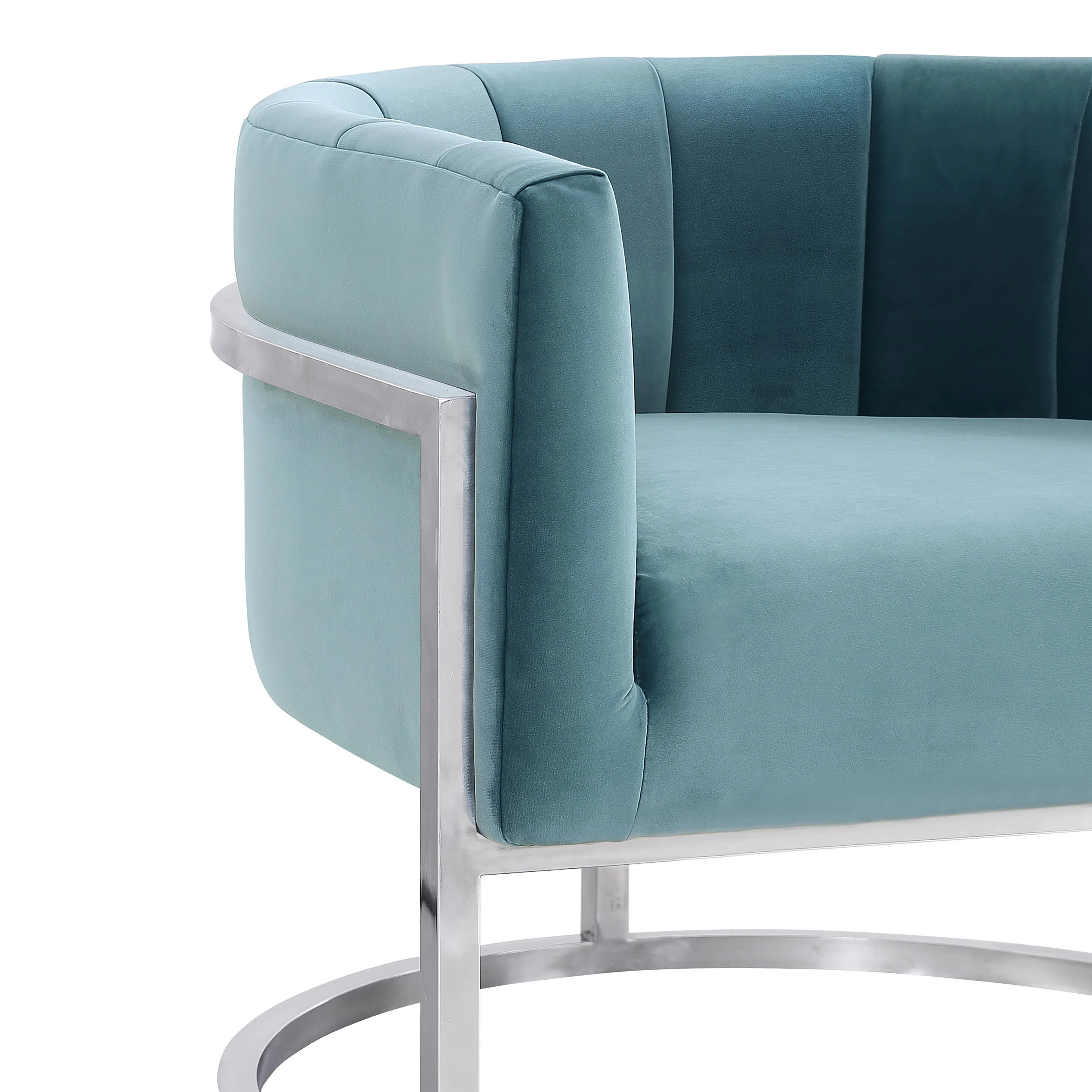 Magnolia Velvet Accent Chair with Silver Base - Image 5