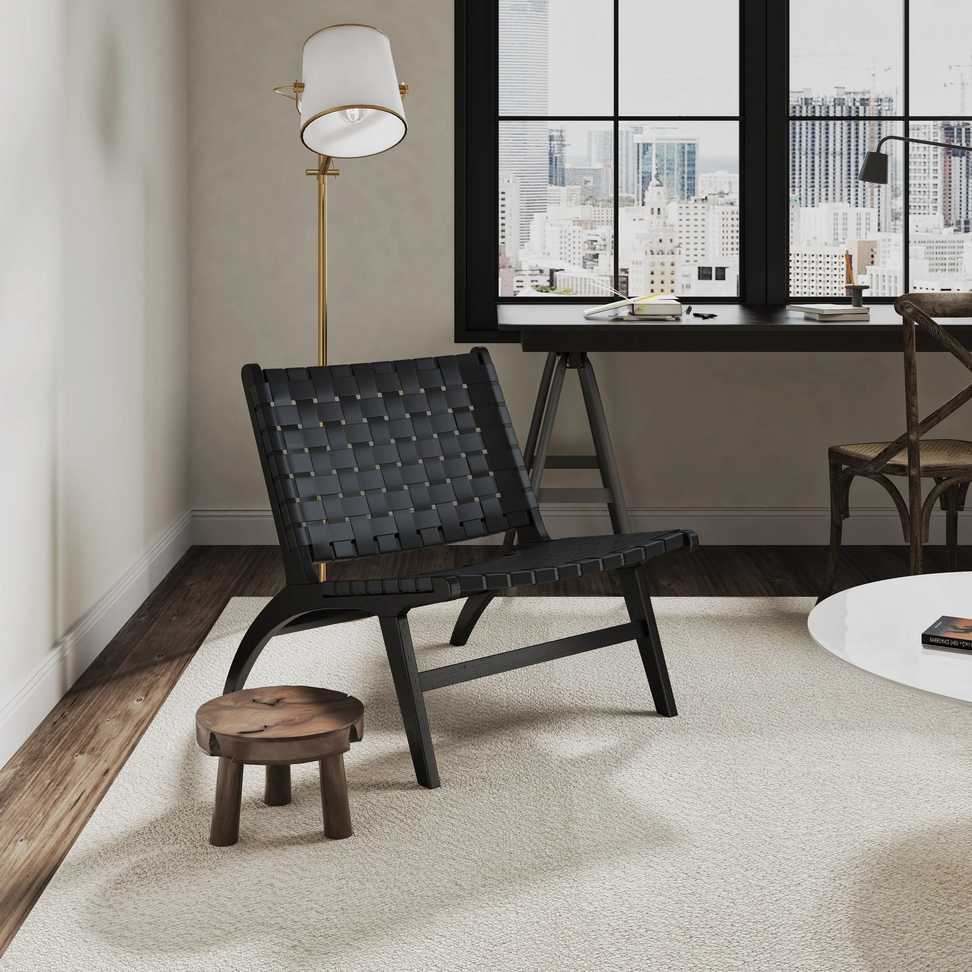 Maintenon Leatherette Accent Chair in Black - Image 2