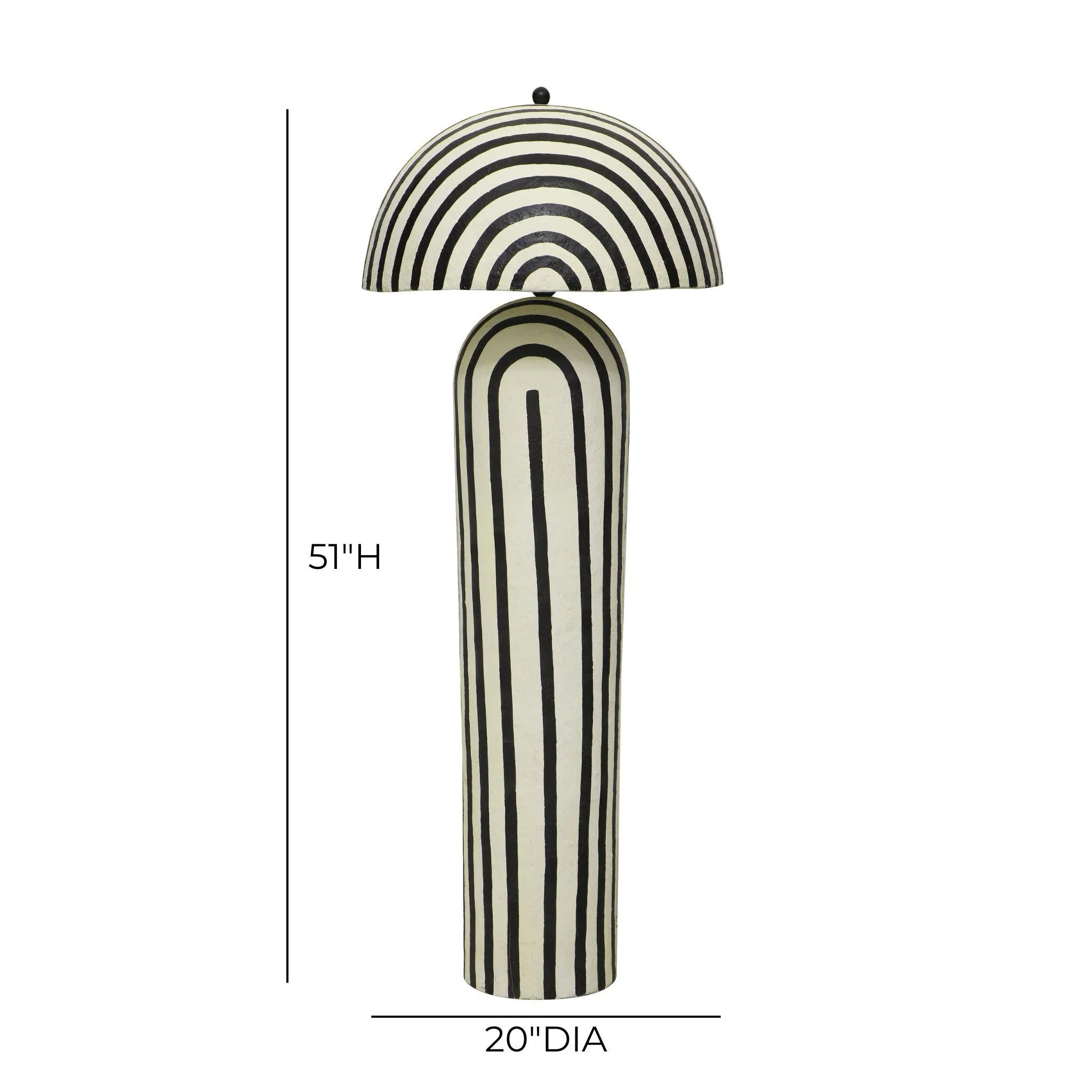 Maiori Black Striped Papier Mache Floor Lamp - Image 5