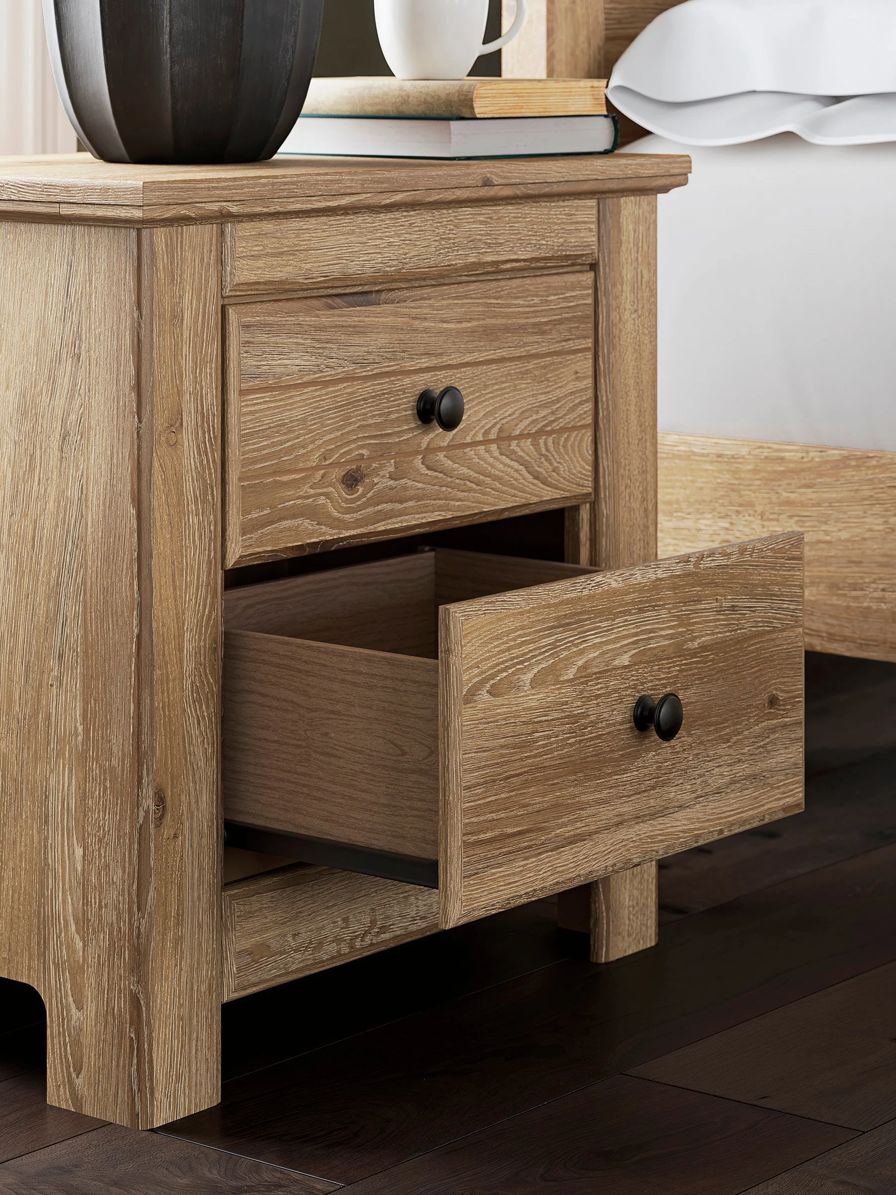 Makidern Tan Panel Storage Bedroom Set with 2 One-Side Drawers - Image 5