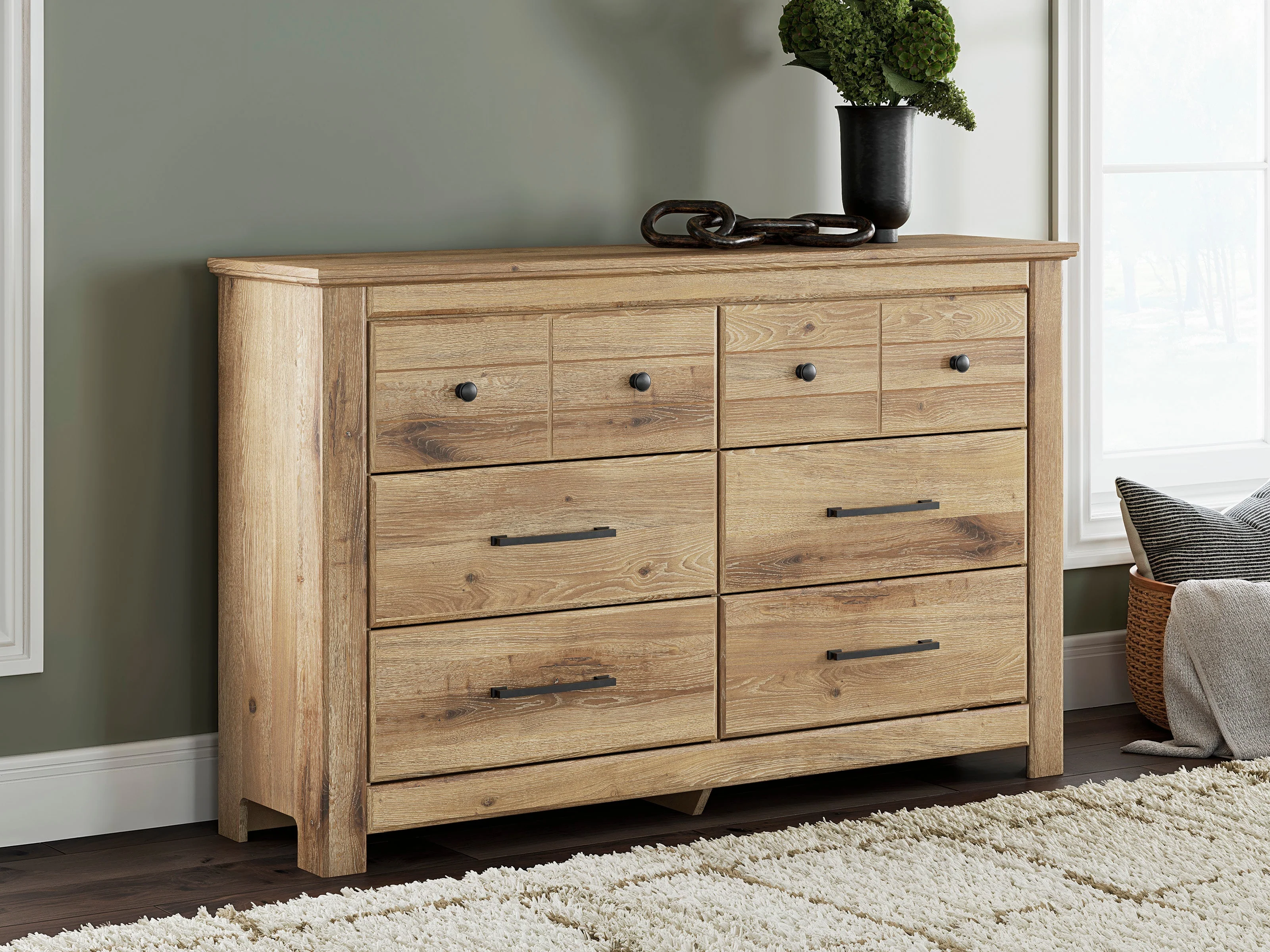 Makidern Tan Panel Storage Bedroom Set with 2 One-Side Drawers - Image 8