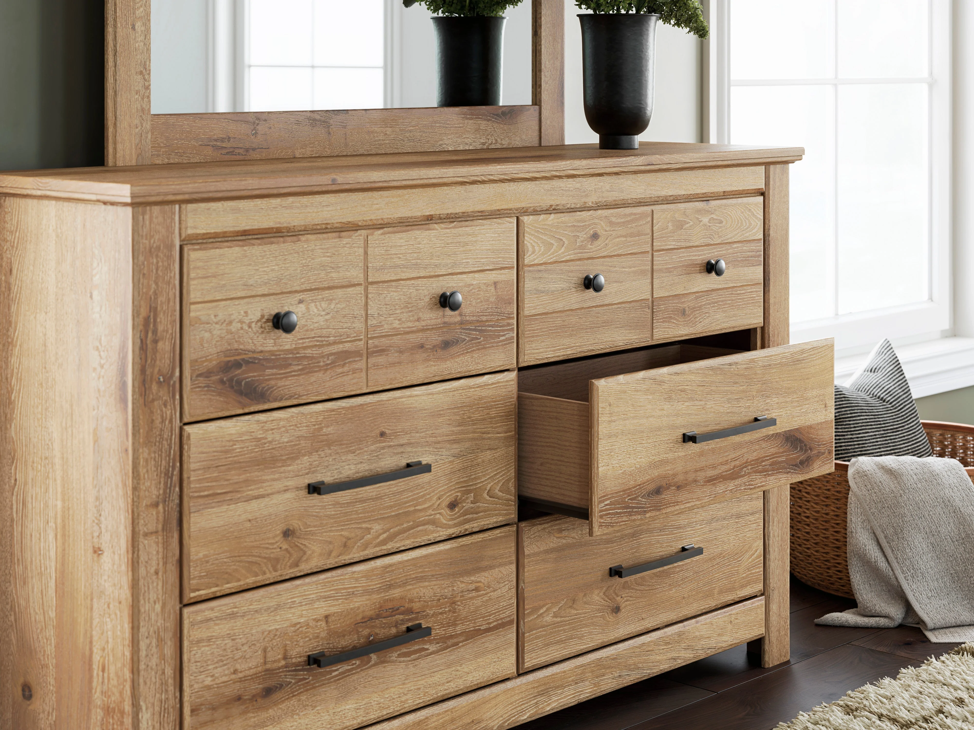 Makidern Tan Panel Storage Bedroom Set with 6 Drawers - Image 12
