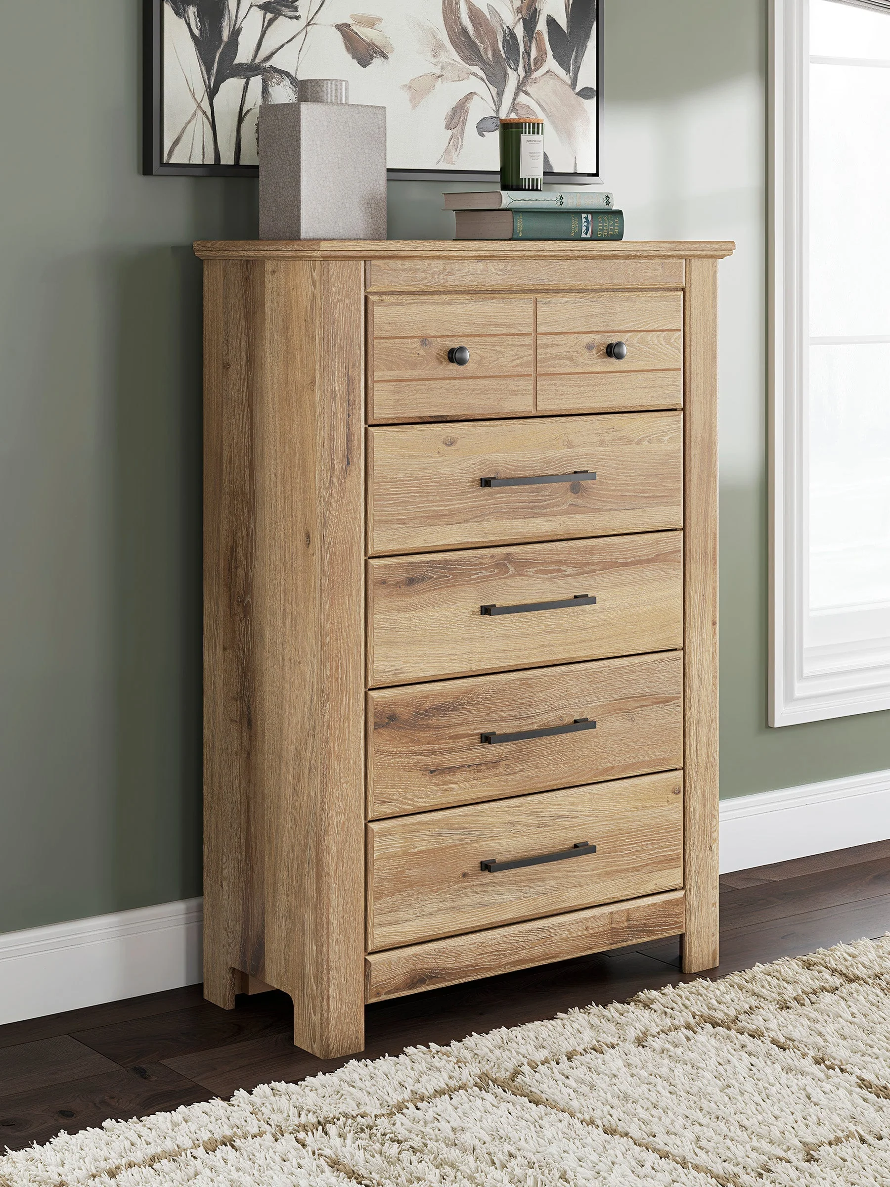 Makidern Tan Panel Storage Bedroom Set with 6 Drawers - Image 7