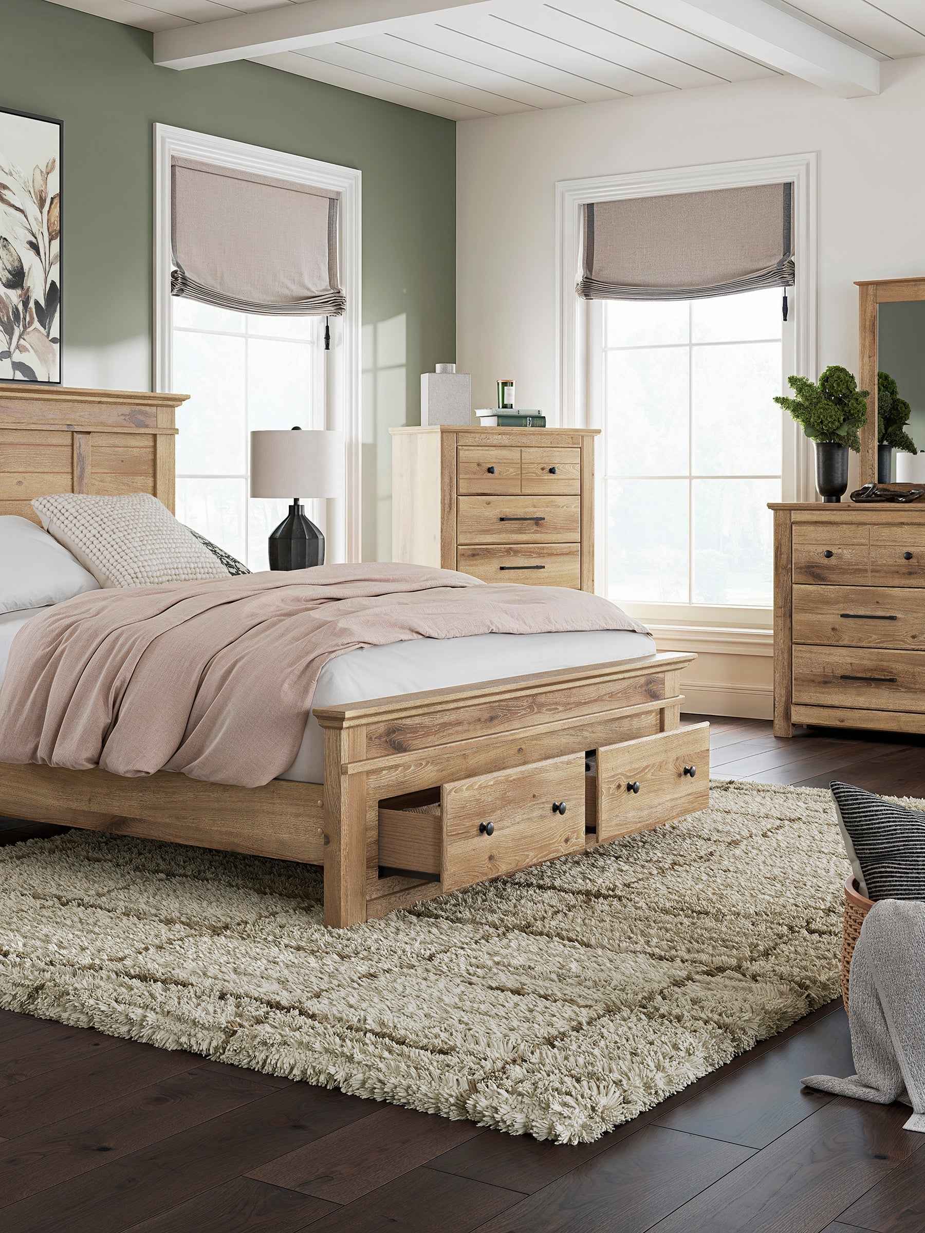 Makidern Tan Queen Panel Storage Bed - Image 2