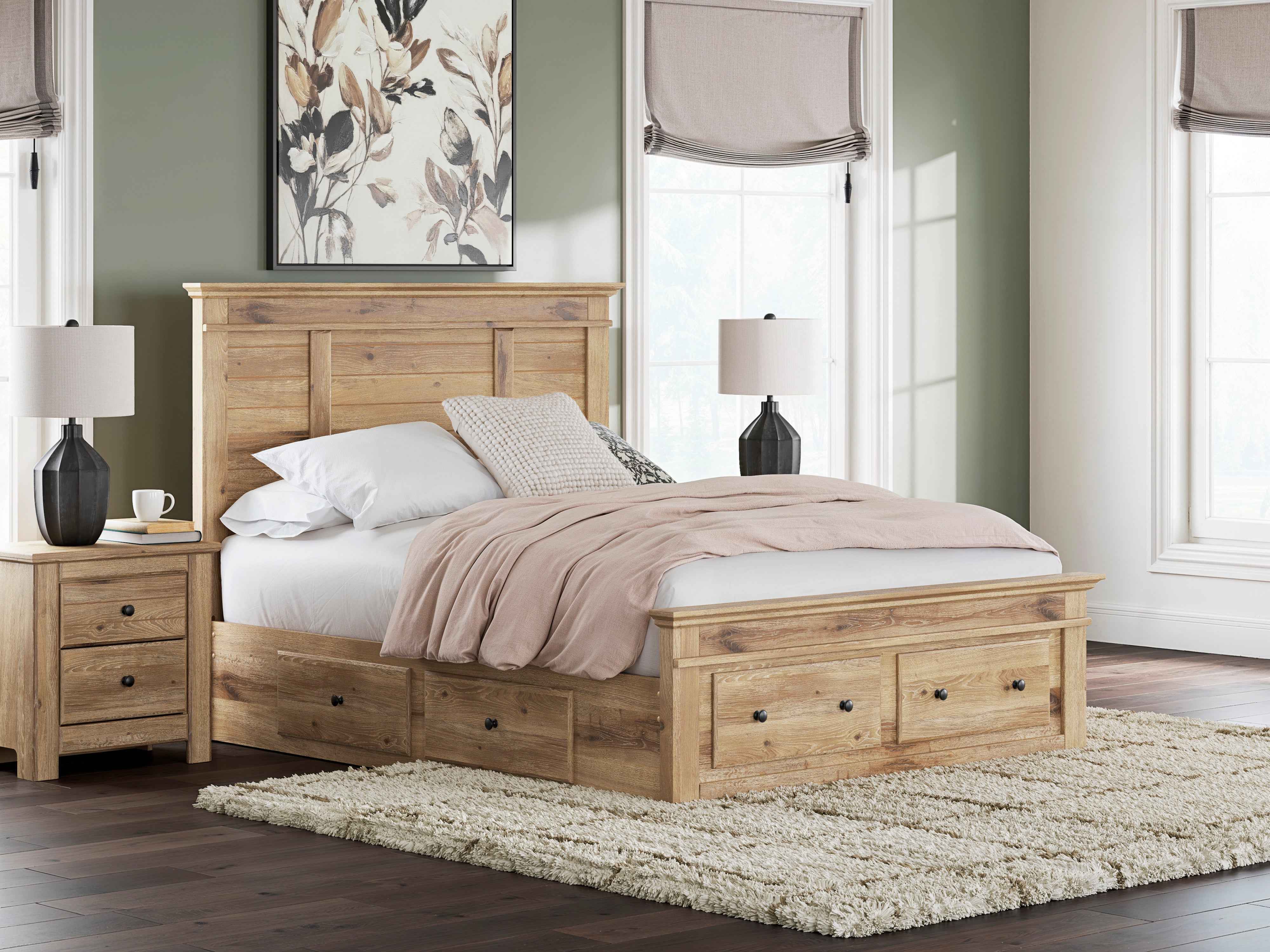 Makidern Tan Queen Panel Storage Bed