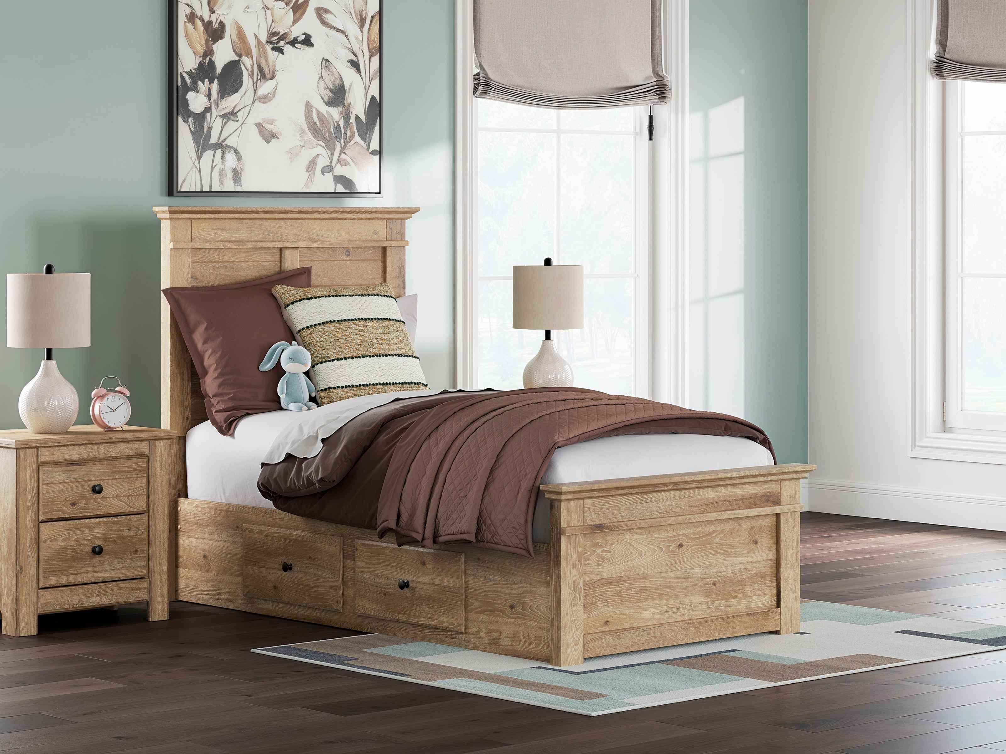 Makidern Tan Storage Youth Panel Bedroom Set with 4 Side Drawers - Image 4