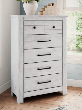 Makidern Whitewash Five Drawer Chest