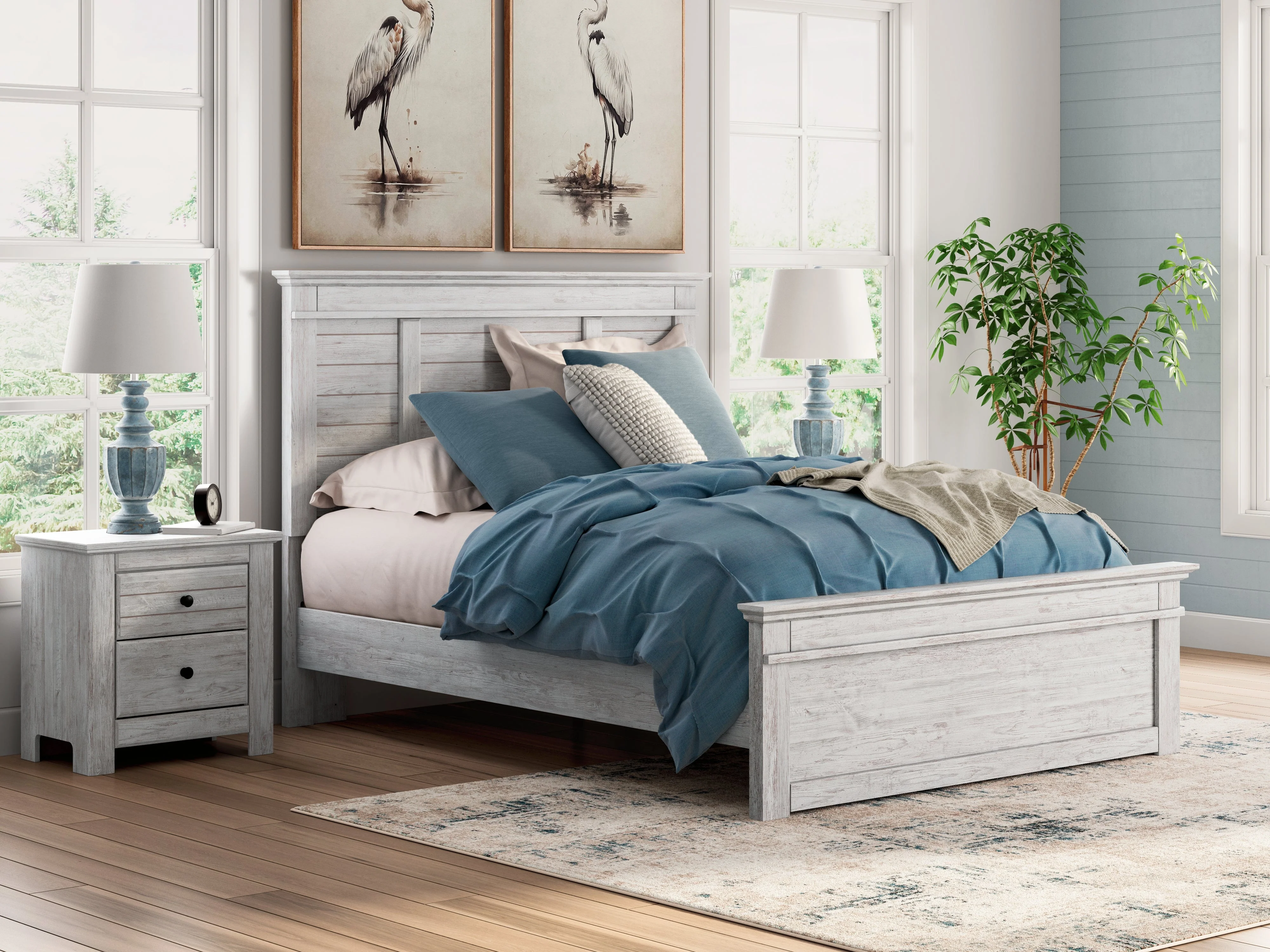 Makidern Whitewash Queen Panel Bed - Image 2
