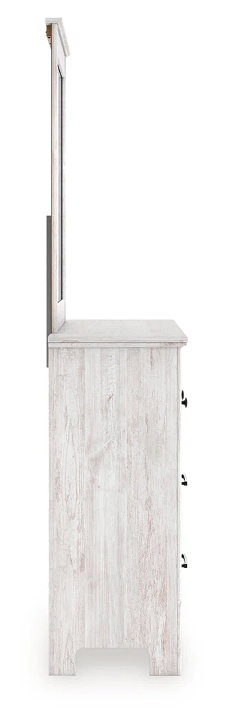 Makidern Whitewash Queen Panel Bed, Dresser and Mirror - Image 5