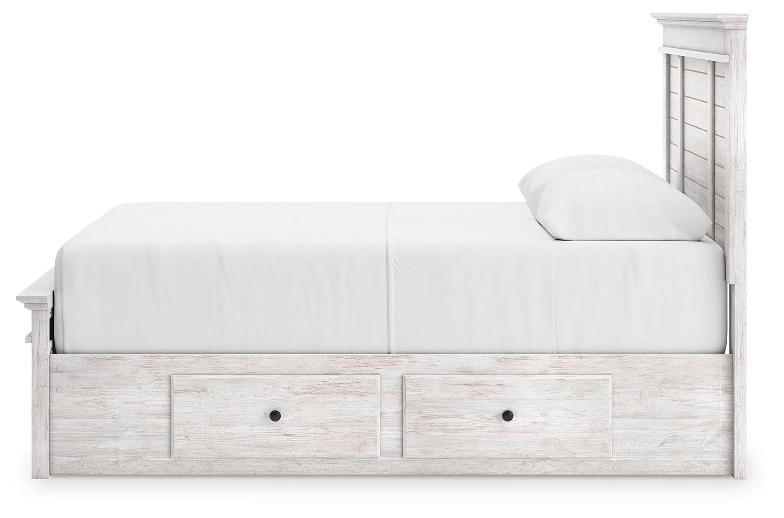 Makidern Whitewash Queen Panel Bed with Storage, Dresser and Mirror - Image 14