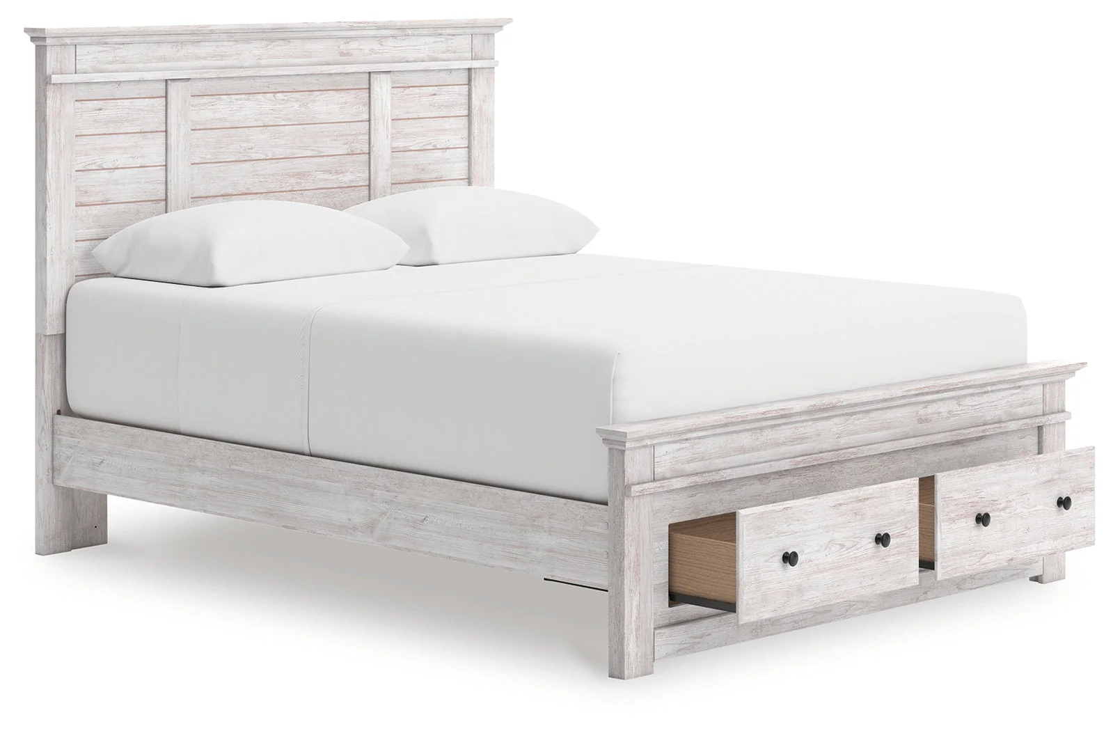 Makidern Whitewash Queen Panel Storage Bed, Dresser and Mirror - Image 11