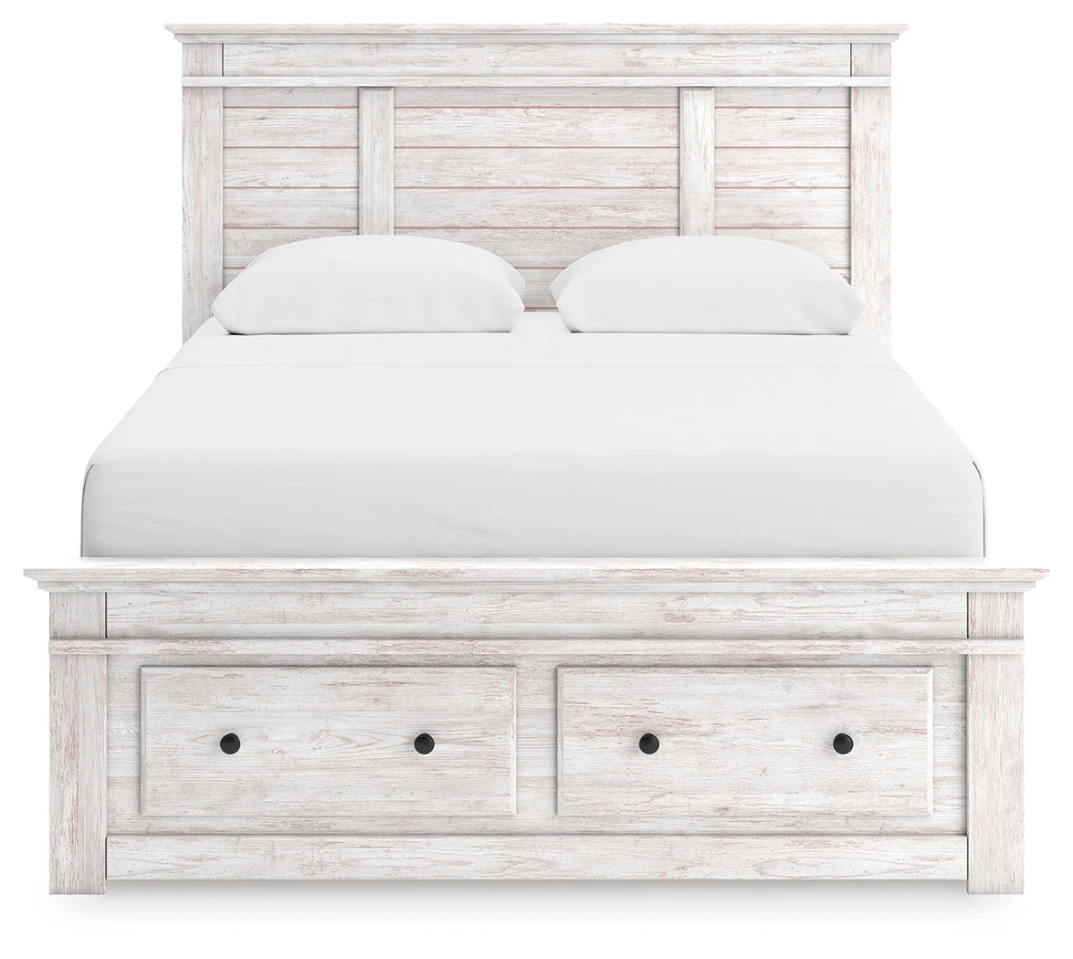 Makidern Whitewash Queen Panel Storage Bed, Dresser and Mirror - Image 9