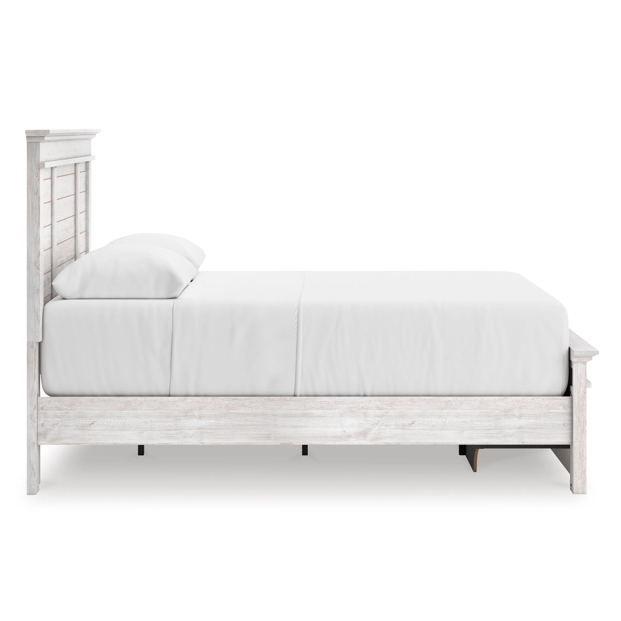 Makidern Whitewash Storage Panel Bedroom Set with 2 Footboard Drawers - Image 8